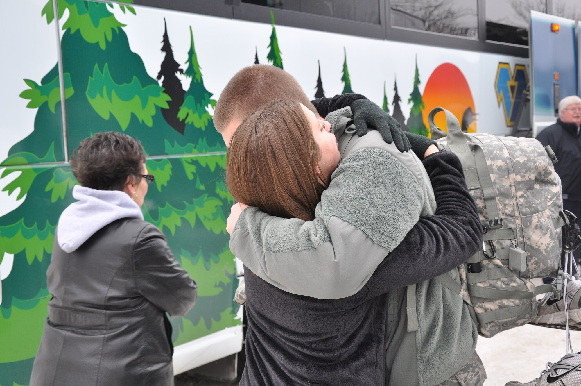 934th Civil Engineer Squdron members say goodbye to friends and family Jan. 29. The CE members headed to Ft. McCoy for combat skills training before leaving for Afghanistan. (Air Force Photo/Tech. Sgt. Bob Sommer) 