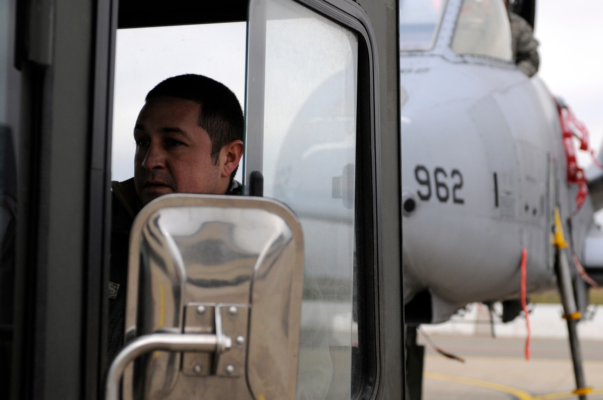 SPANGDAHLEM AIR BASE, Germany – Staff Sgt. Jesse Williams, 81st Fighter Squadron dedicated crew chief, prepares to help Airmen from his aircraft maintenance unit transport an A-10 Thunderbolt II from the Spangdahlem Air Base flightline to a hardened aircraft shelter Jan. 28. Sergeant Williams was awarded the Chief Master Sgt. Thomas N. Barnes Award at the U.S. Air Forces in Europe level. This award recognizes the most outstanding crew chief in the major command. (U.S. Air Force photo/Senior Airman Clay Murray)