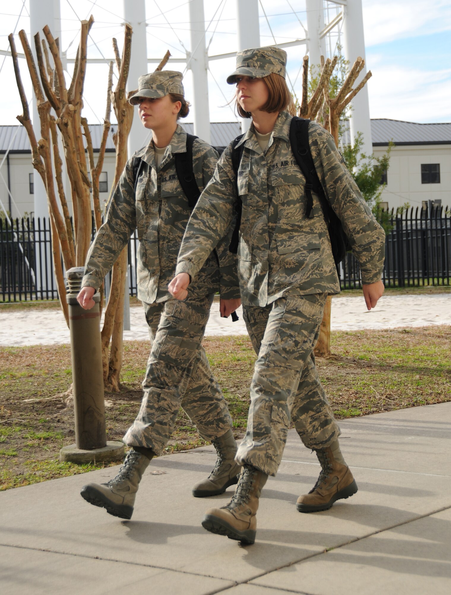 From left, Airmen Basic Alyona and Marina Blizard are students in the 336th Training Squadron.  (U.S. Air Force photo by Kemberly Groue)