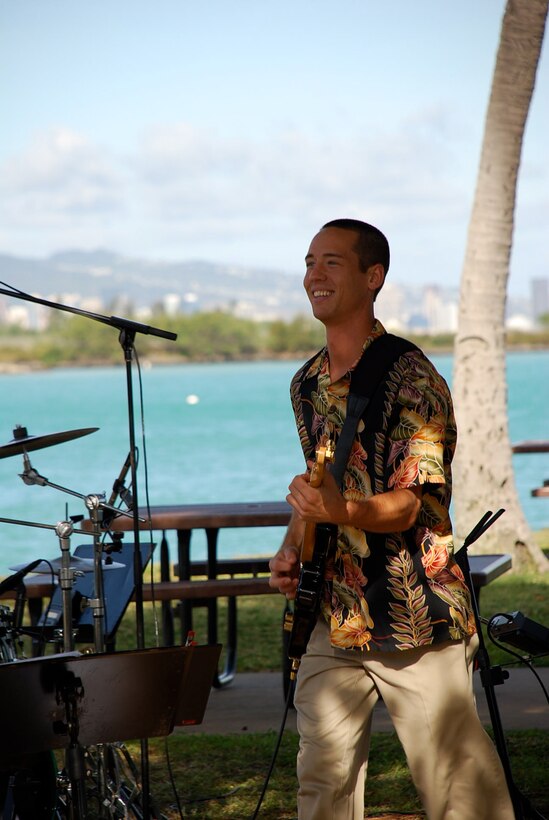 SSgt John Kukan performs with the USAF Band of the Pacific-Hawaii at Colonel Torres' Farewell "Mahalo Bash"