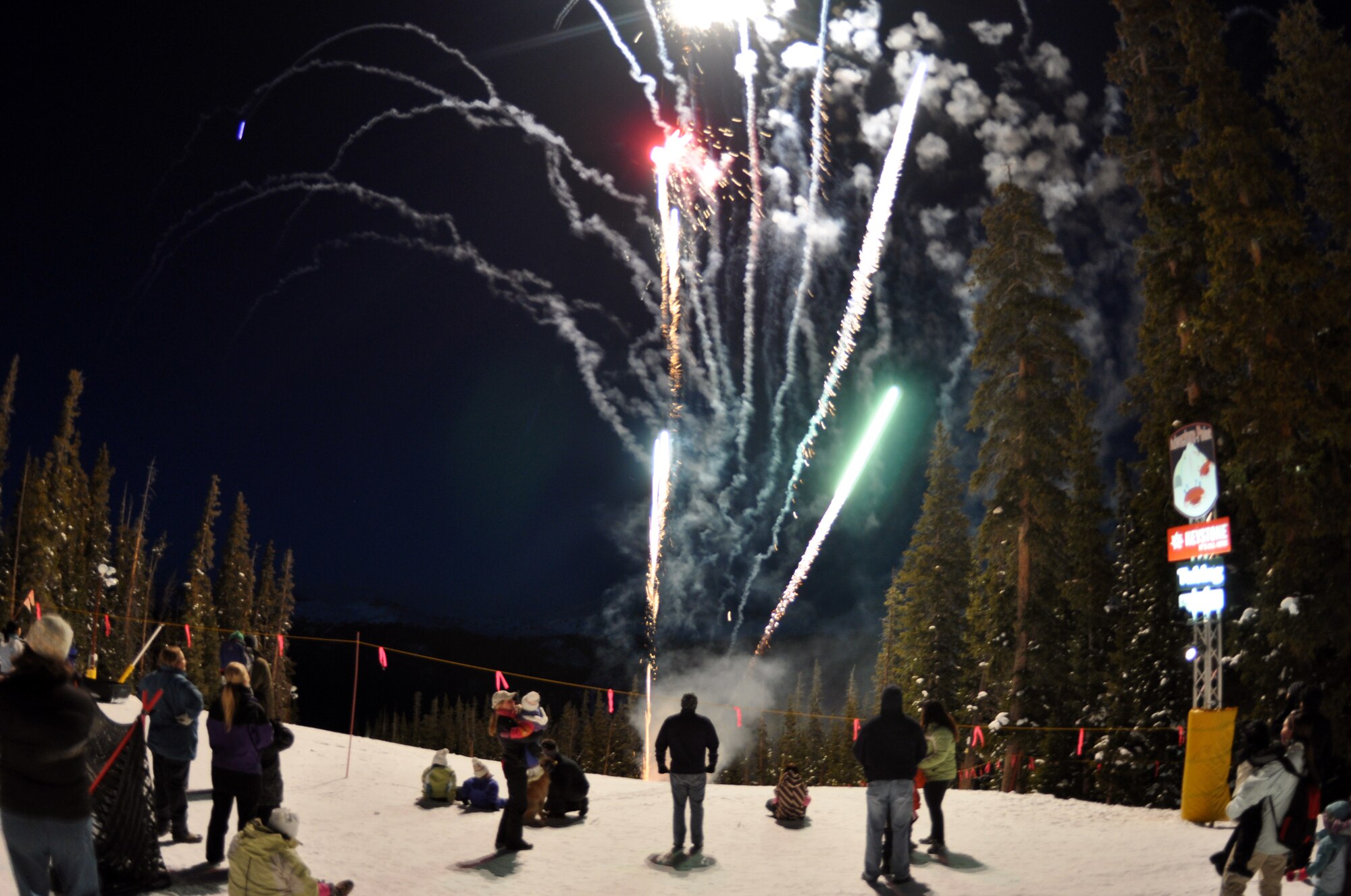 Servicemembers enjoy a fireworks show to finish a day of skiing during SnoFest Jan. 29. (U.S. Air Force photo by 1st Lt. Brooke Brzozowske)