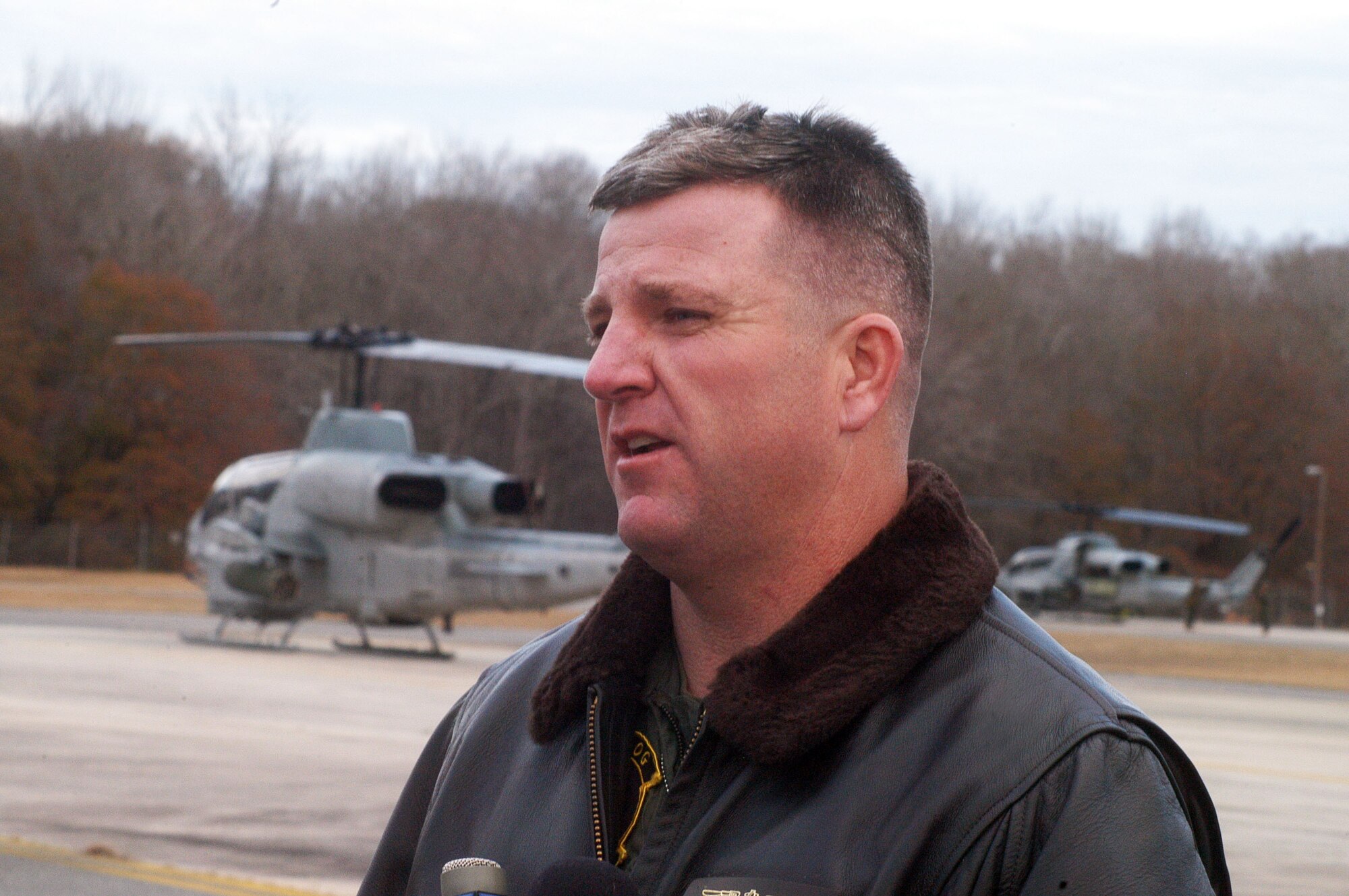 Lt. Col. Paul Fagin, Light Attack Squadron 773 commander, talks on the Robins flightline about the exercise taking place this week. U. S. Air Force photo by Sue Sapp