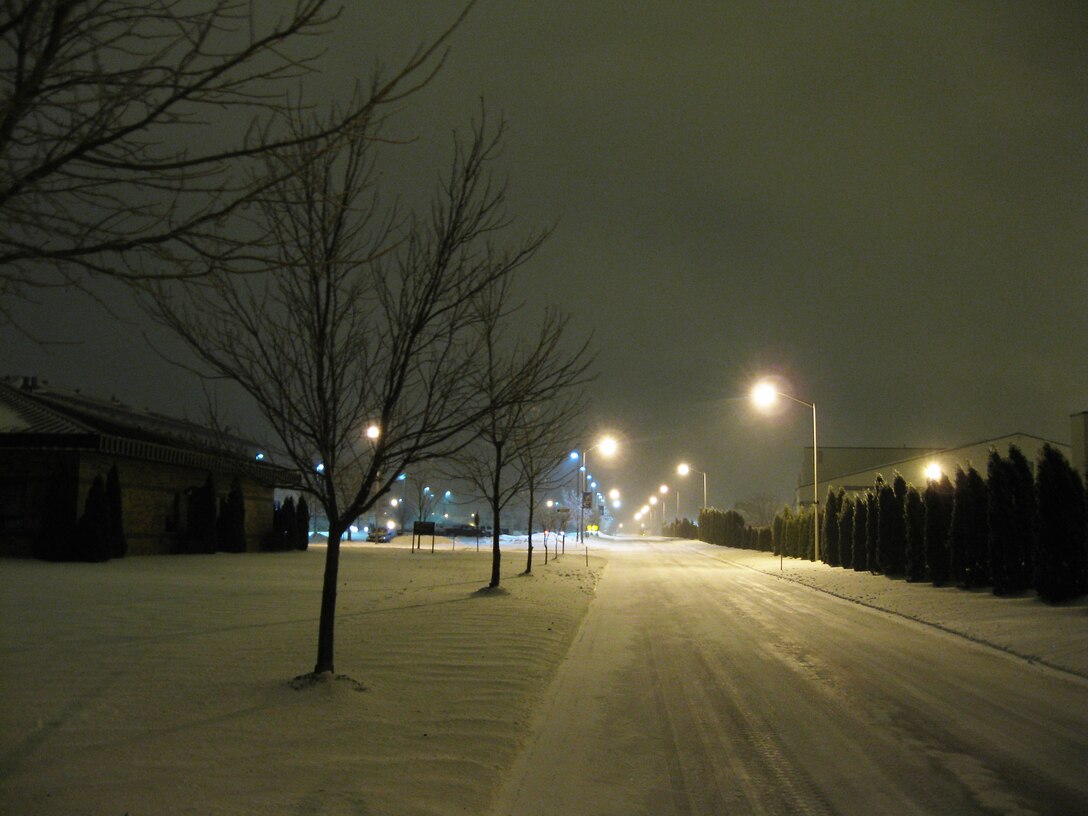 GRISSOM AIR RESERVE BASE, Ind. --   Despite a heavy snowstorm the streets at Grissom were cleared and serviceable throughout the night and in the morning Feb. 2. (U.S. Air Force photo/Senior Airman Damon Kasberg)