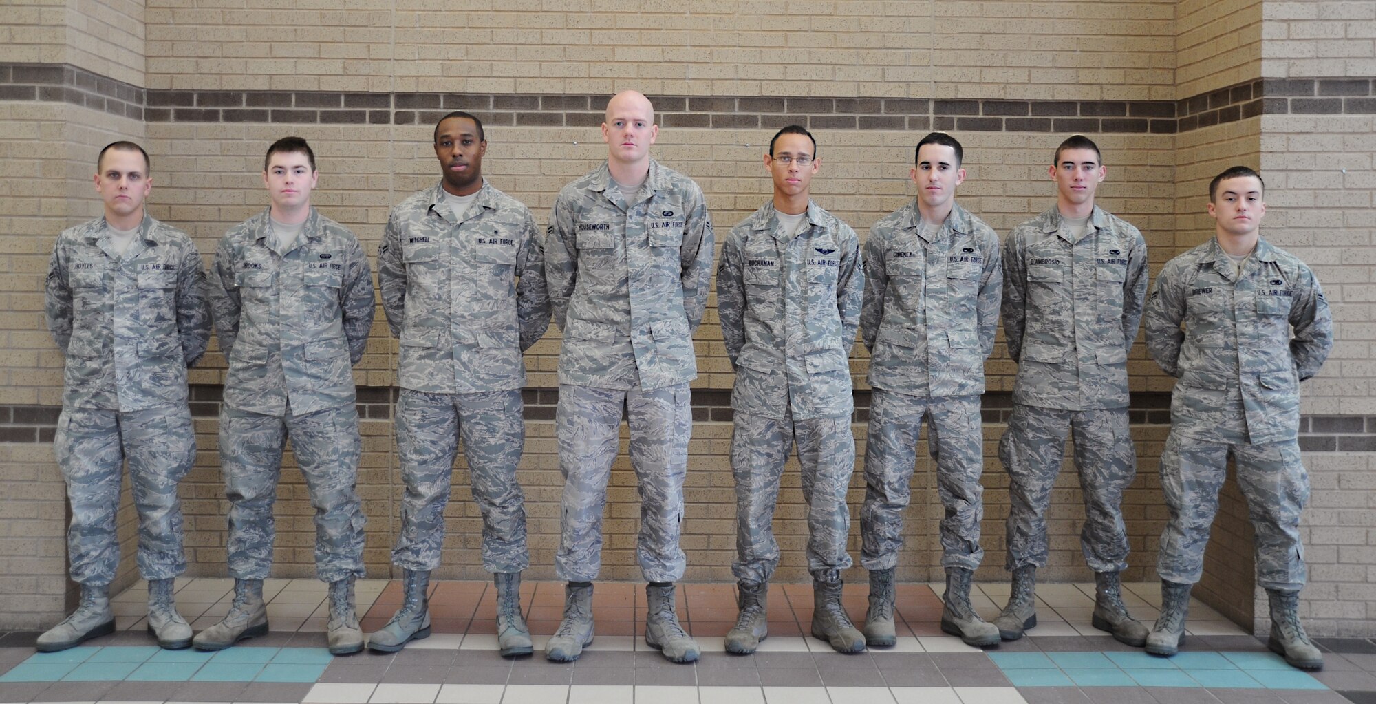 Congratulations to Team McConnell’s newest First Term Airman’s Center graduates who graduate February 4, 2011 at McConnell Air Force Base, Kan. Airmen 1st Class James Boyles, Cameron Brooks, Michael Mitchell, Joshua Houseworth, Michael Buchanan, Jonathan Gimenez, Ralph D’Ambrosio and Jace Brewer. (U.S. Air Force photo/Senior Airman Maria A. Ruiz)