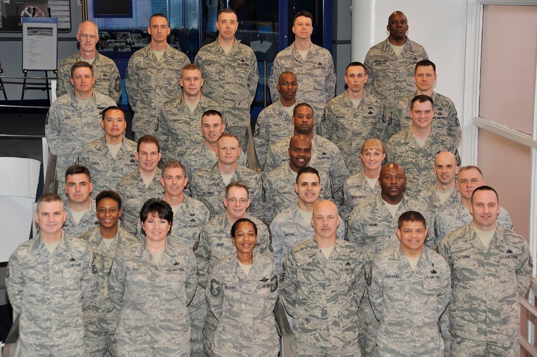 Newly inducted chief master sergeants from the National Capital Region attend the 2011 Air Force District of Washington's Chief Orientation Class on Joint Base Andrews Feb. 3. The 29 new AFDW chiefs will be honored in the AFDW Chief Recognition ceremony Feb. 4 at The Club at Andrews.