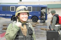 Capt Unruh, 911th Air Refueling Squadron, shows that the ORI is all about a positive attitude. (USAF photo by TSgt. Scotty Sweatt, 916ARW/PA)