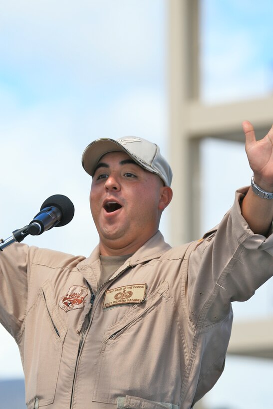 Hickam AFB / 20 Sep 2009 - TSgt Richard Vasquez performs with Hana Hou at the Hickam Open House.  (US Air Force Photo/ TSgt Cohen Young)