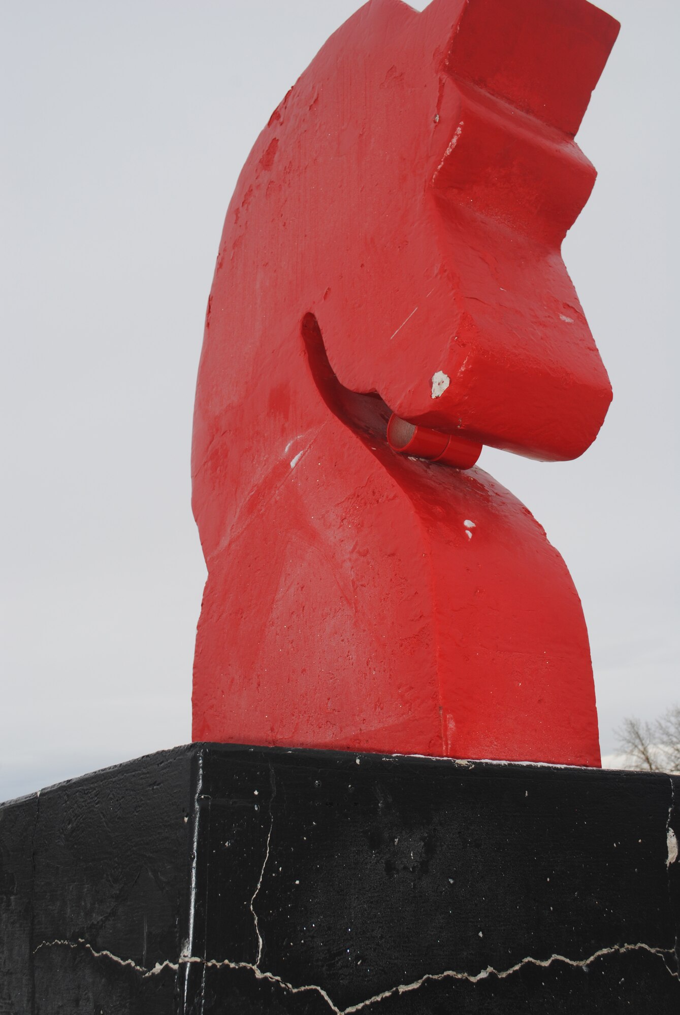 The 819th RED HORSE Squadron statue was sent to a local business to be restored.  With several cracks and blemishes, it was in need of a makeover.  (U.S. Air Force photo/Airman Cortney Hansen)