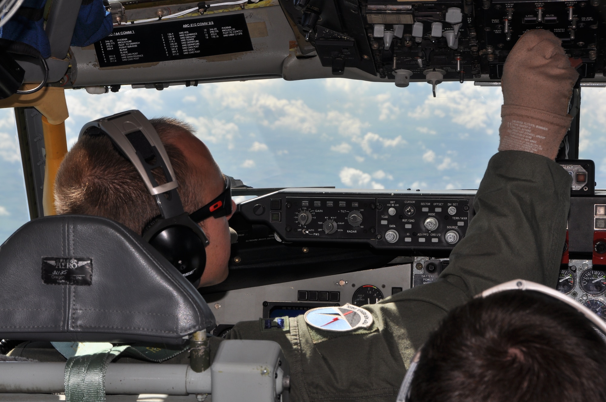 A pair of F-22 Raptors  practice refueling from a KC-135 Stratotanker on June 28, 2010. The F-22's were returning to Air Combat Command after participating in a joint training exercise with the 128th Air Refueling Wing.(US Air Force Photo by SSgt Jeremy Wilson / Released)