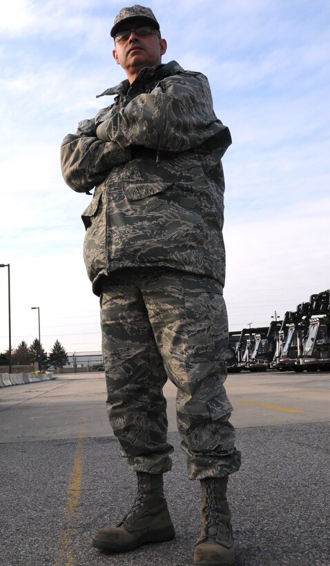 Master Sgt. Kevin Livingston, 512th Aircraft Maintenance Squadron Air Reserve Technician, stands outside building 760, Dover Air Force Base, Del., Dec. 20, 2010. The Reserve maintainer participated in the C.W. Bill Young Department of Defense Marrow Donor Program last year and is encouraging his fellow Airmen to do the same. (U.S. Air Force photo by Staff Sgt. Andria J. Allmond/Released)