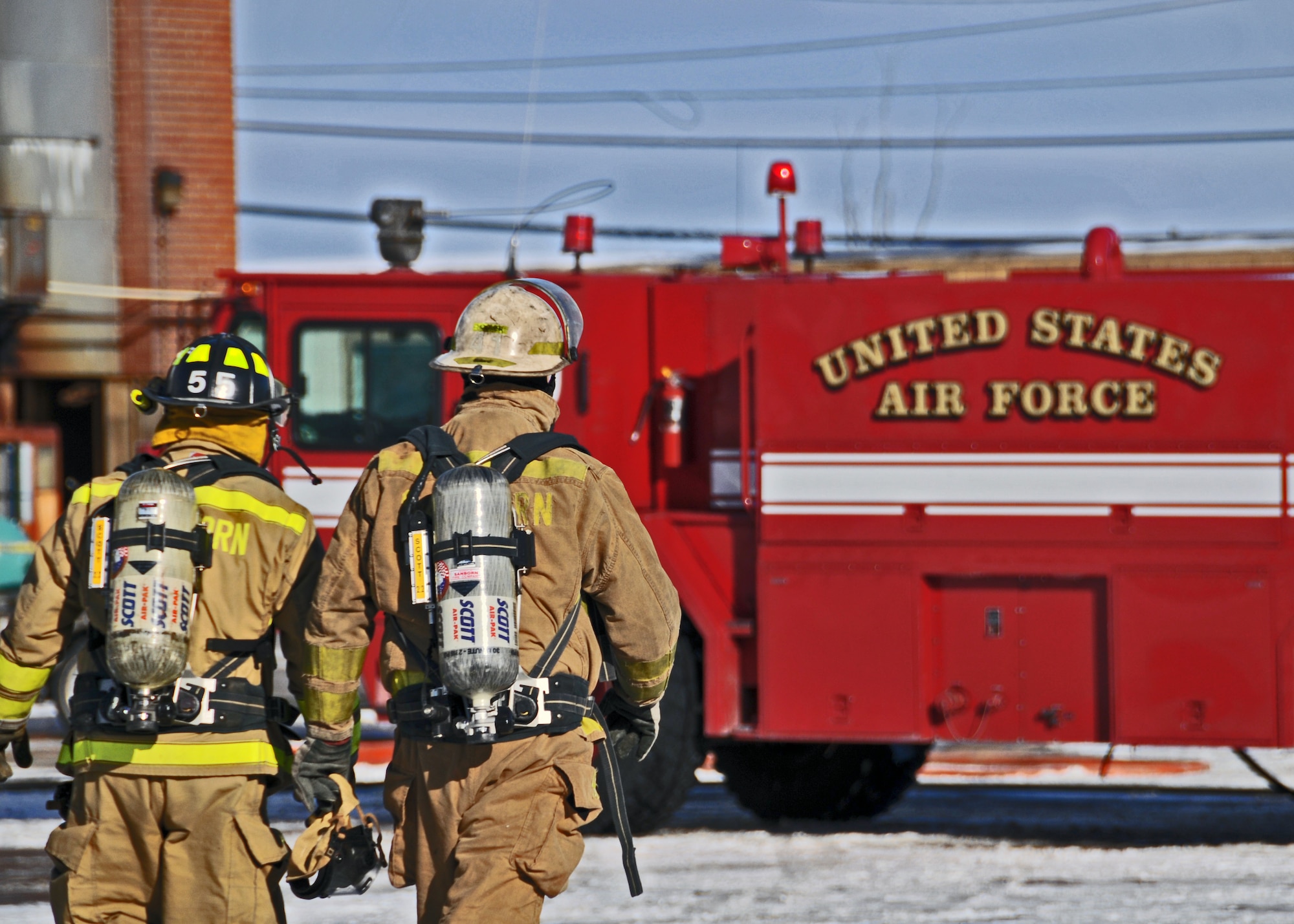 Niagara Falls Air Reserve Station Fire Department assists local first responders during a fire and hazardous waste incident at Saint-Gobain Ceramic Materials, February 4 2011, Wheatfield NY. The fire was extinguished by civilian firefighters, but due to leaking chemicals, the Niagara County and Niagara Falls Airbase Hazmat teams also responded to clean up the spill. (U.S. Air Force photo by Staff Sgt. Joseph McKee)