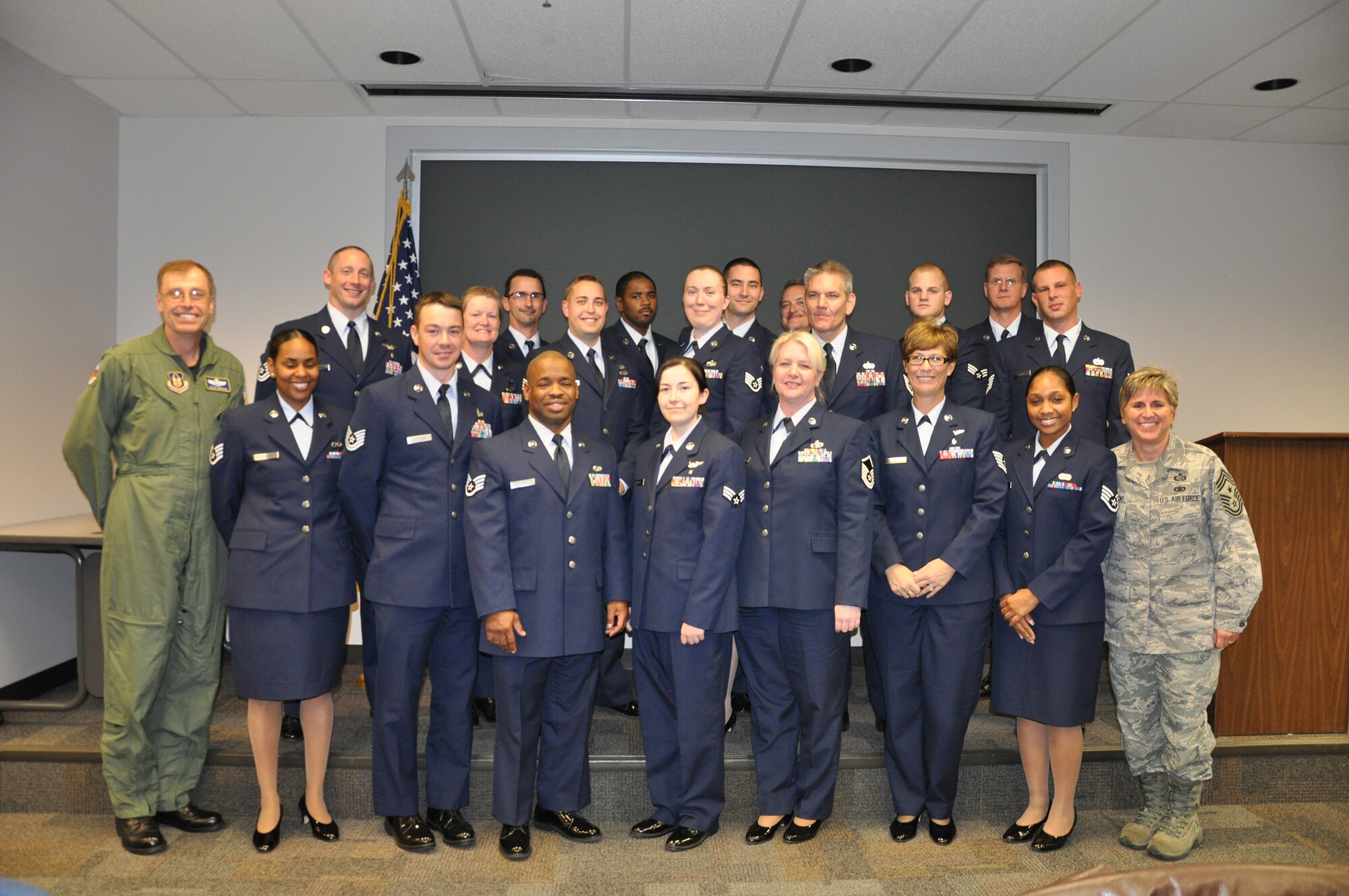 WRIGHT-PATTERSON AIR FORCE BASE, Ohio - The 445th Airlift Wing Non-commissioned Officer Leadership Development Course November 2010 graduating class. (U.S. Air Force photo/Susan Belna) 