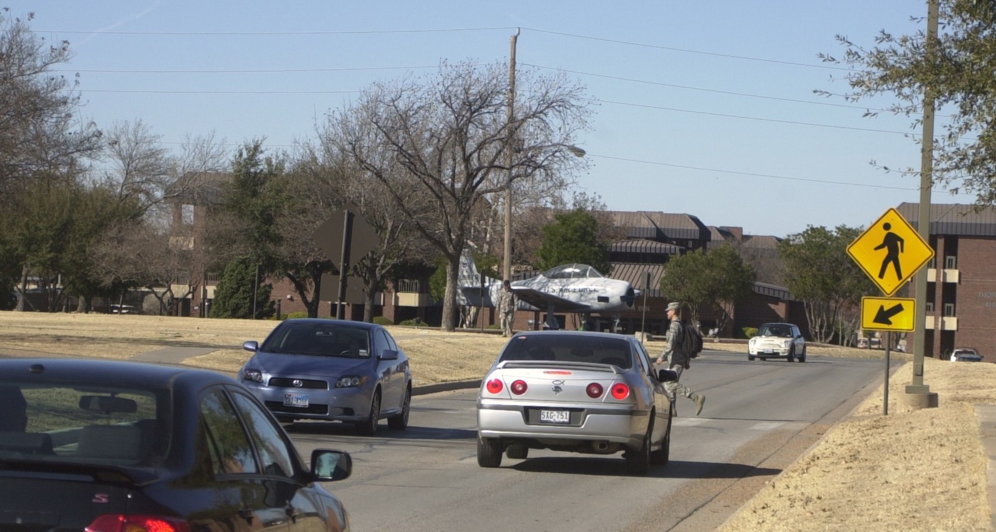 GOODFELLOW AIR FORCE BASE, Texas -- As the Post Office and Cressman Dining Facility undergo renovation, and construction of the Consolidated Learning Center begins, pedestrian traffic along Ft. Griffin Avenue and Farrow Street will be increased. As always, be courteous and patient and watch out for others while traveling along these roads.  (U.S. Air Force photo/Connie Hempel)