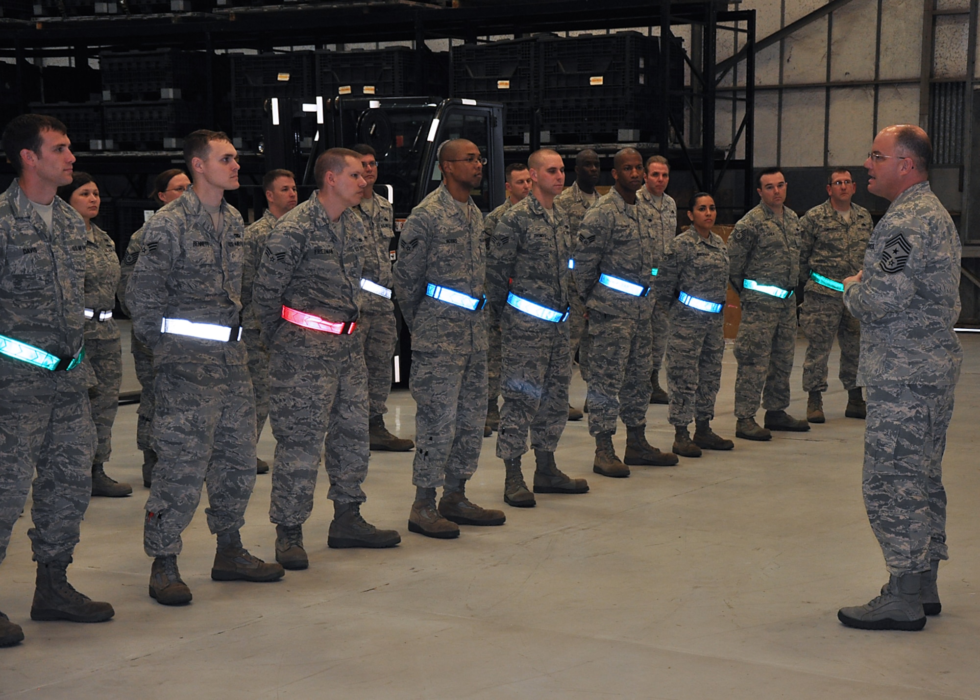 The 315th Airlift Wing is proud to host Air Force Reserve Command, Command Chief Master Sergeant, Dwight D. Badgett. Command Chief Badgett is visiting with local Airmen and discussing current Air Force Reserve Command events and the future direction of the Command. (U.S. Air Force photo/2nd Lt Jeff Kelly) 

