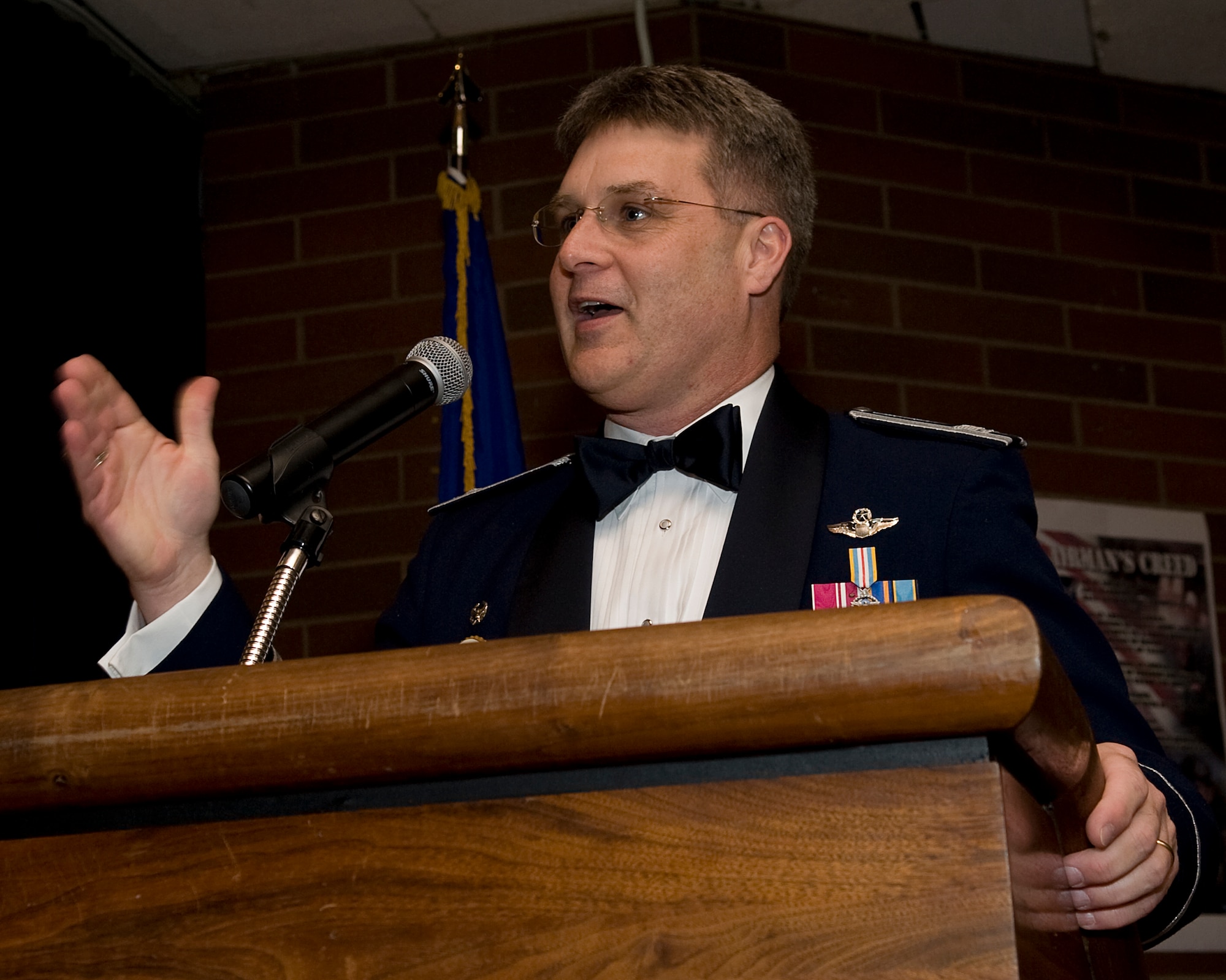 MOUNTAIN HOME AIR FORCE BASE, Idaho -- Col. Ron Buckley, 366th Fighter Wing commander, speaks during the 2010 Annual Awards Ceremony here Feb. 4. The ceremony allowed 15 Airmen and civilians to be recognized for their accomplishments throughout 2010. (U.S. Air Force photo by Staff Sgt. Roy Lynch)