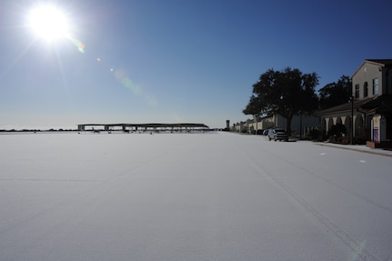Randolph Air Force Base flightline is blanketed in snow and ice when Randolph Air Force Base shuts down for a snow day on Feb. 4. 
(U.S. Air Force photo/Rich McFadden)