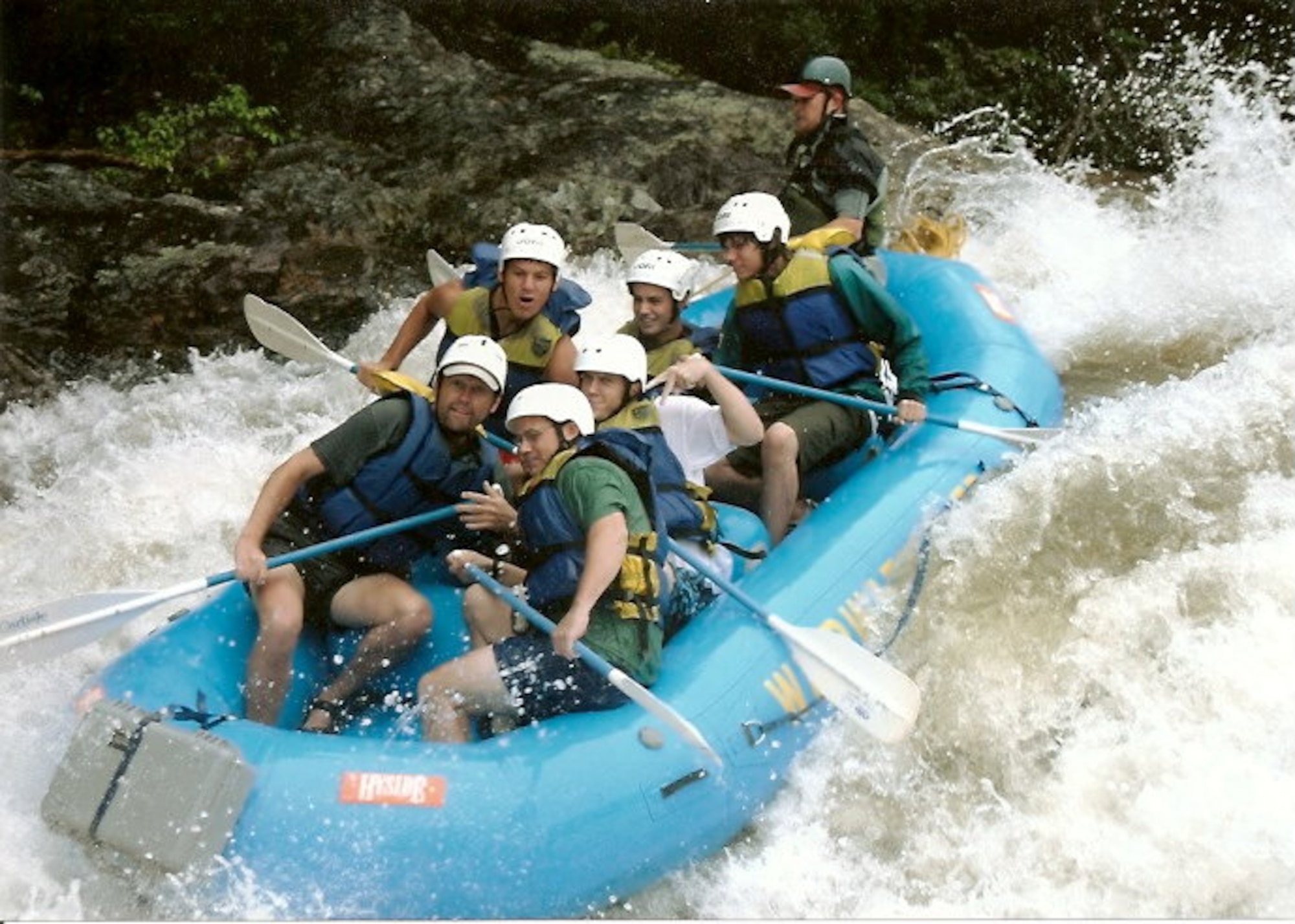 Four years ago, Michael Schleider (front left), the scoutmaster for Boy Scout Troop 416 out of Warner Robins, Ga., took the scouts for a whitewater rafting trip down the Chattooga River that runs from North Carolina to Georgia. Schleider recently assumed the position as AEDC’s director of engineering and technical management. (Photo provided)