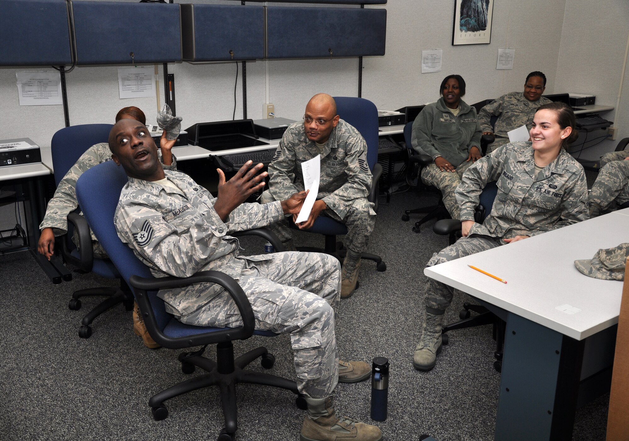 Members from the 315th Airlift Wing, Joint Base Charleston, S.C., take time to focus on resiliency during several group training exercises on Winter Wingman Day Feb. 5-6, 2011. Wingman Day, an annual event, allows Airmen to take a break from their Reserve duties and come together to focus on various key topics that impact their personal and professional lives.  Last year's focus was on suicide prevention and motor vehicle accident prevention. (U.S. Air Force photo/Staff Sgt. Shane Ellis)