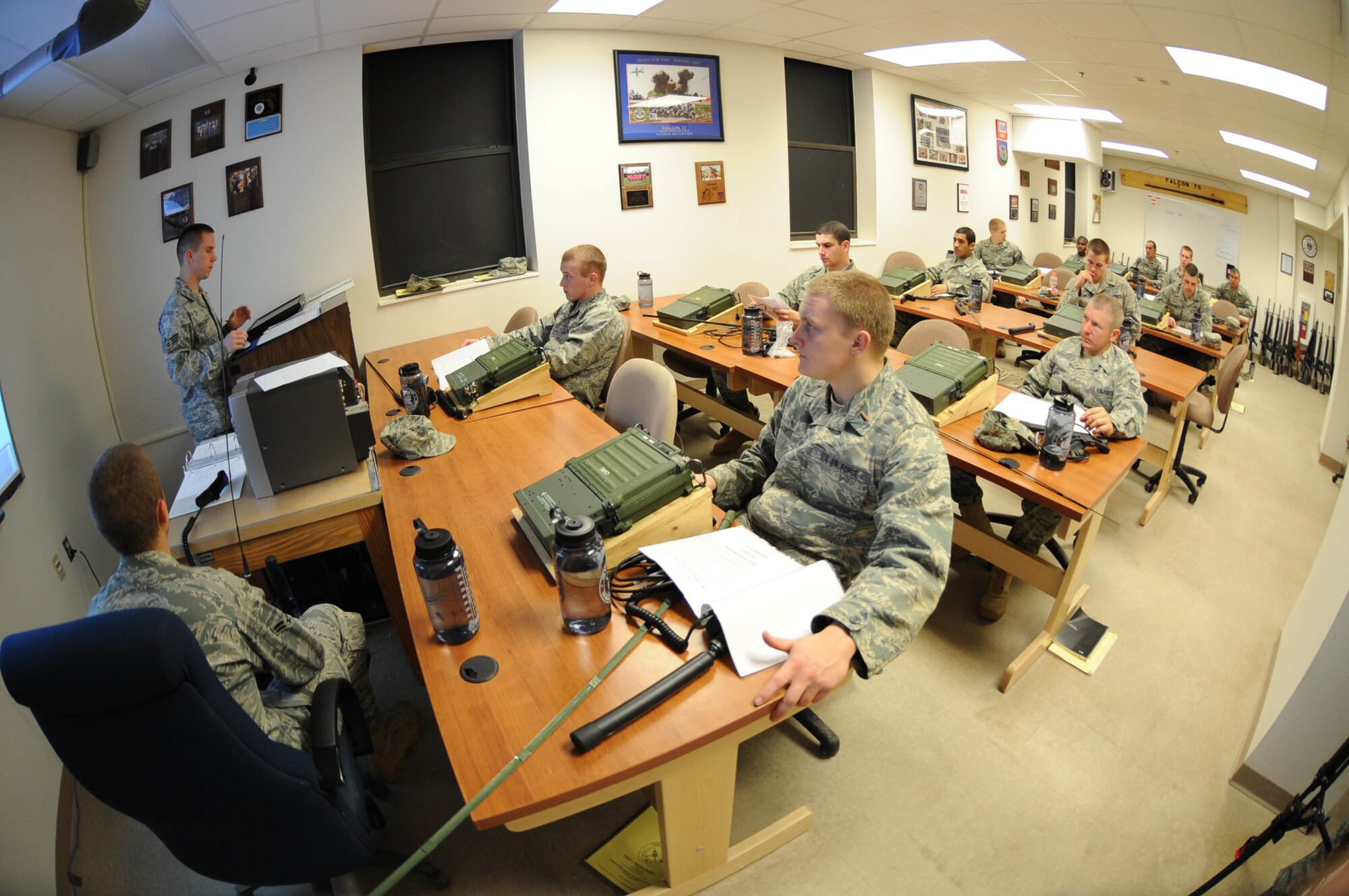 U.S. Air Force Tactical Air Control Party class Falcon 86 assembles and trouble shoots radios during a progress check at the TACP school house, Hurlburt Field, Fla., Jan. 26, 2011. The TACP training school involves rigorous academic and physical training standards. (U.S. Air Force photo by Airman 1st Class Caitlin O’Neil-McKeown/RELEASED)


