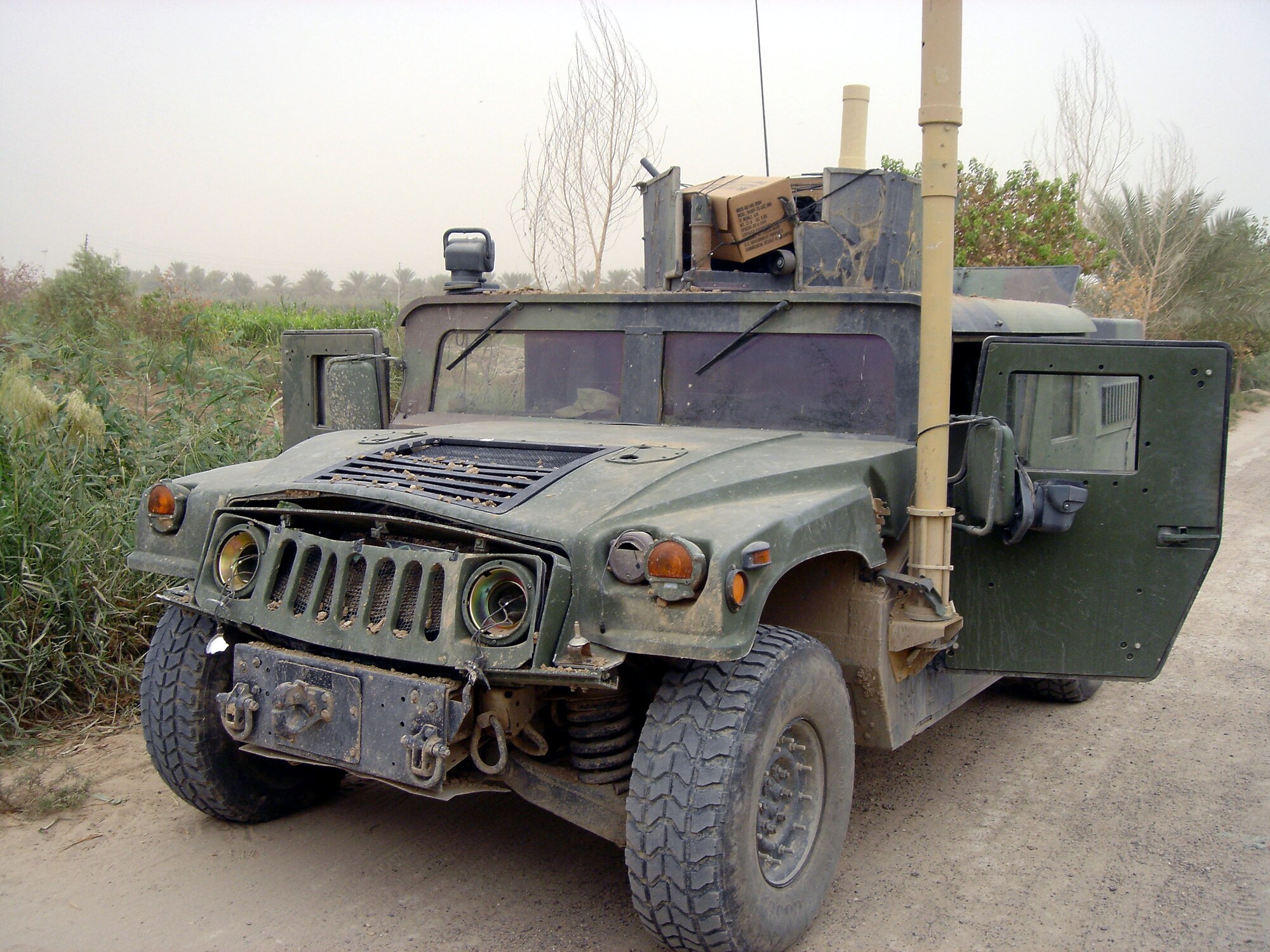This was the Highly Mobile Multipurpose Wheeled Vehicle Sergeant Horton was traveling in on Oct. 19, 2005, when an Improvised Explosive Device detonated under the vehicle. The explosion was so powerful it lifted the HMMWV off the ground with enough force to cause the vehicle to rotate 360 degrees in the air before it crashed back down right side up. (Courtesy photo)