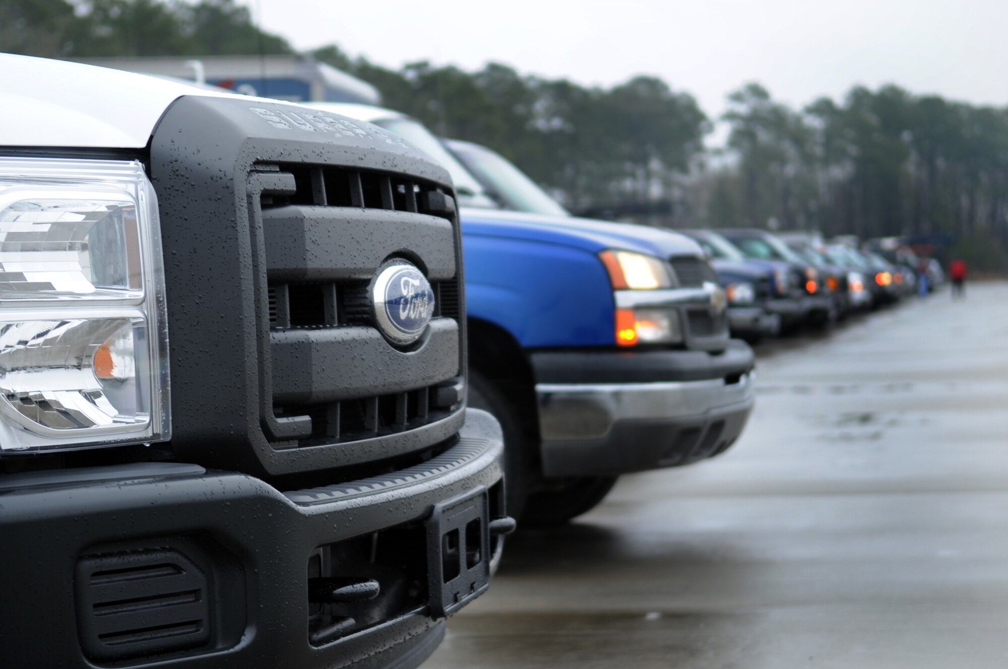 MOODY AIR FORCE BASE, Ga. -- Moody’s government vehicles line up in order to receive an item unique identification label Feb. 10. Moody is having more than 17,000 assets with a value of nearly$145 million labeled to help keep accountability of all equipment. (U.S. Air Force photo/Airman 1st Class Douglas Ellis)(RELEASED)
