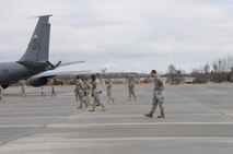 916th Air Refueling Wing maintainers walk the flightline at the wing's recent Operational Readiness Inspection. The Composite Tool Kit Team was recognized by the AMC IG for superior work during the wing's outbrief. (USAF photo by TSgt. Scotty Sweatt, 916ARW/PA)