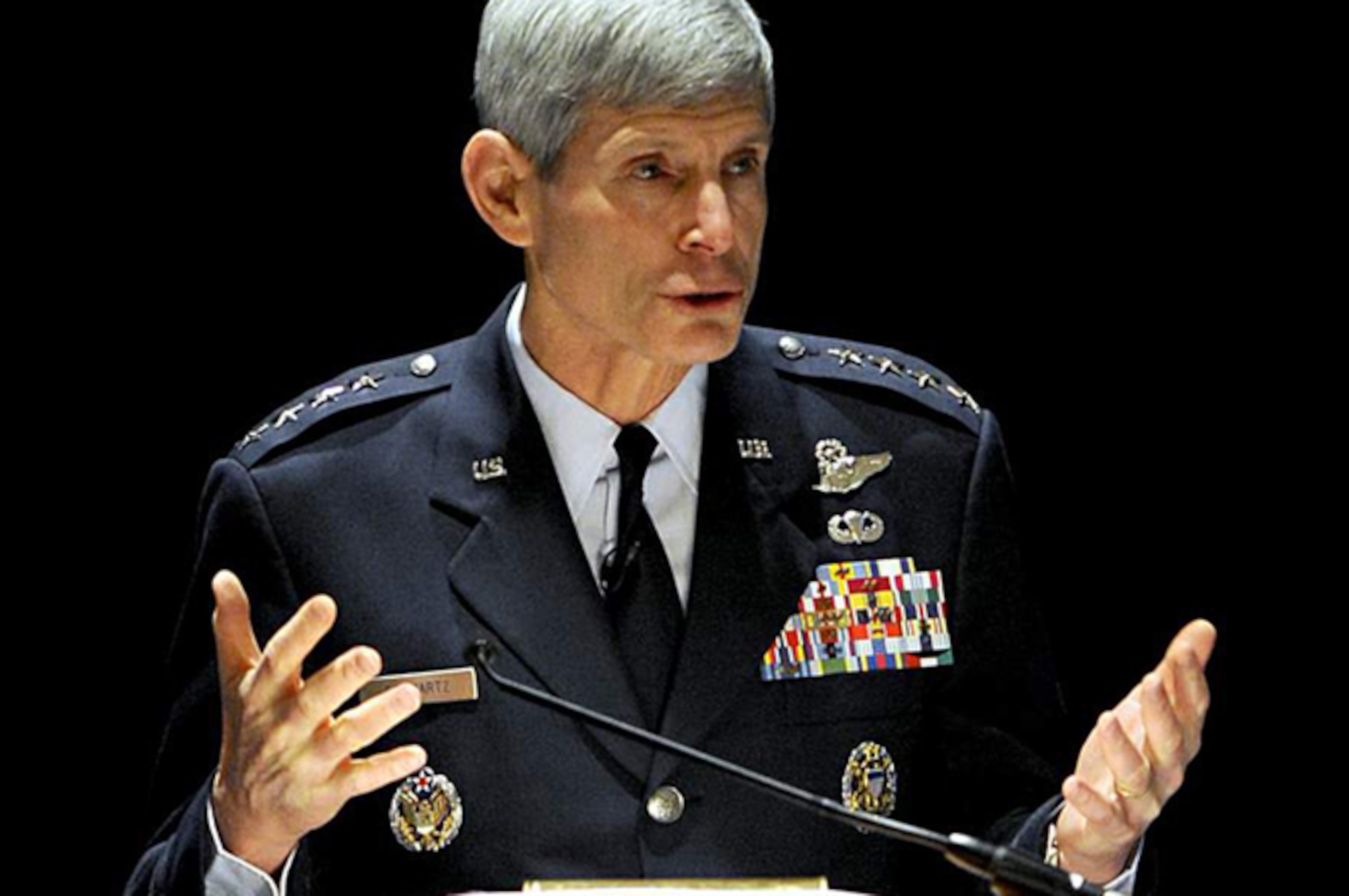 Air Force Chief of Staff Gen. Norton Schwartz discusses special operations forces during the National Defense Industrial Association's 22nd Annual Special Operations/Low Intensity Conflict Symposium Feb. 9, 2011, in Washington. (U.S. Air Force photo/Scott Ash)