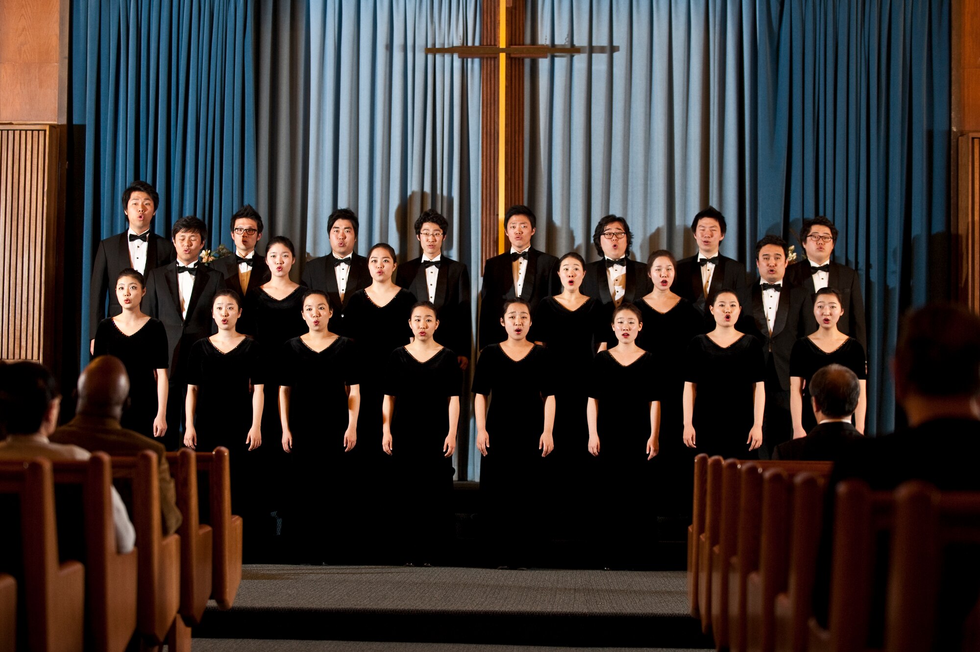 NELLIS AIR FORCE BASE, Nev. --  The Korean Students Glee Club performs at the base chapel Feb.10. The Glee Club is on tour throughout the United States and Canada until Feb. 23, 2011. The Glee Club was established in 1966 and is composed of college students studying music in various universities in the Seoul metropolitan area. (U.S. Air Force photo by Tech. Sgt. Michael R. Holzworth)
