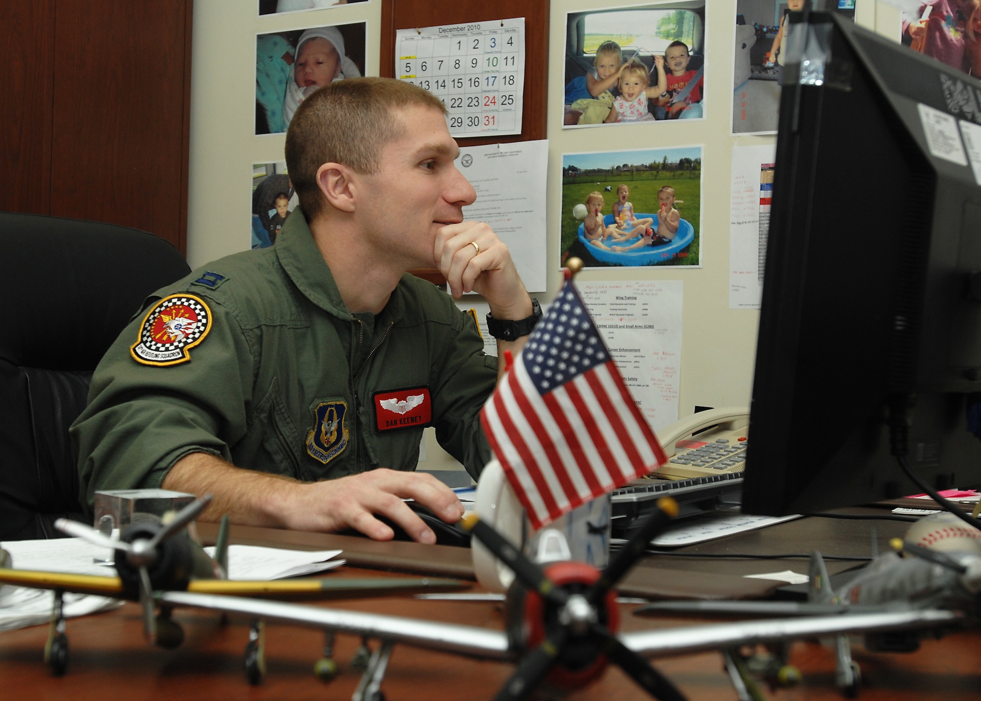 GRISSOM AIR RESERVE BASE, Ind. -- Capt. Daniel Keeney, 434th Operations Support Squadron assistant director of training, works on trainning here Feb. 9. Captain Keeney was recently recognized as the 434th Air Refueling Wing Officer of the Year 2010. (U.S. Air Force photo/Senior Airman Damon Kasberg)