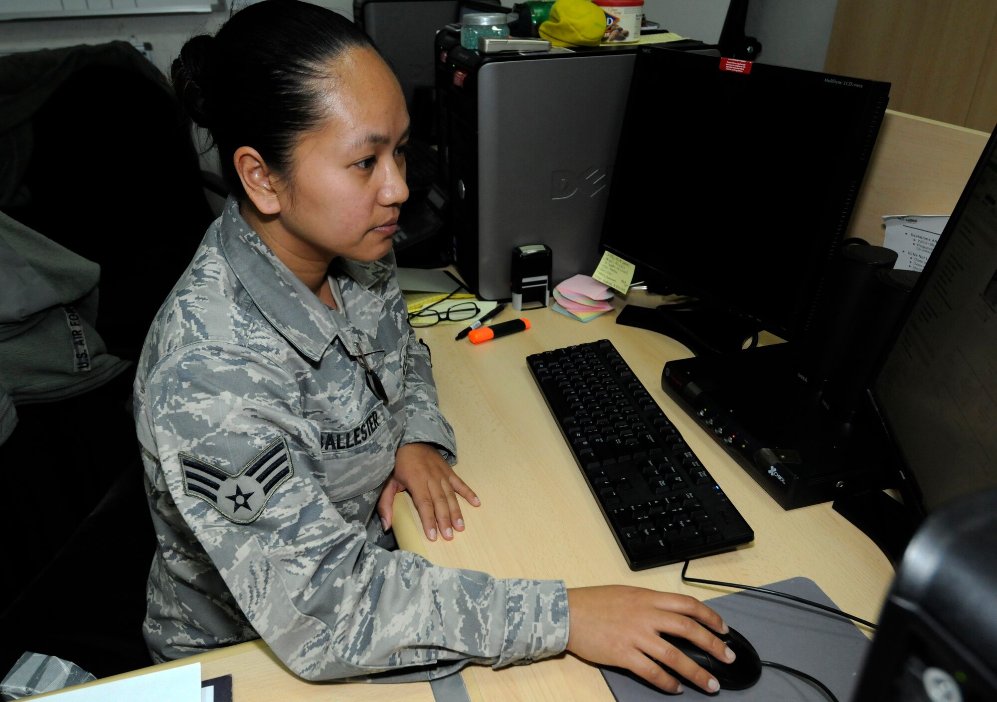 Senior Airman Marilyn Ballester is deployed from the 31st Logistics Readiness Squadron, Aviano Air Base, Italy. (Photo by Capt. Heath Allen/386th Air Expeditionary Wing Public Affairs)