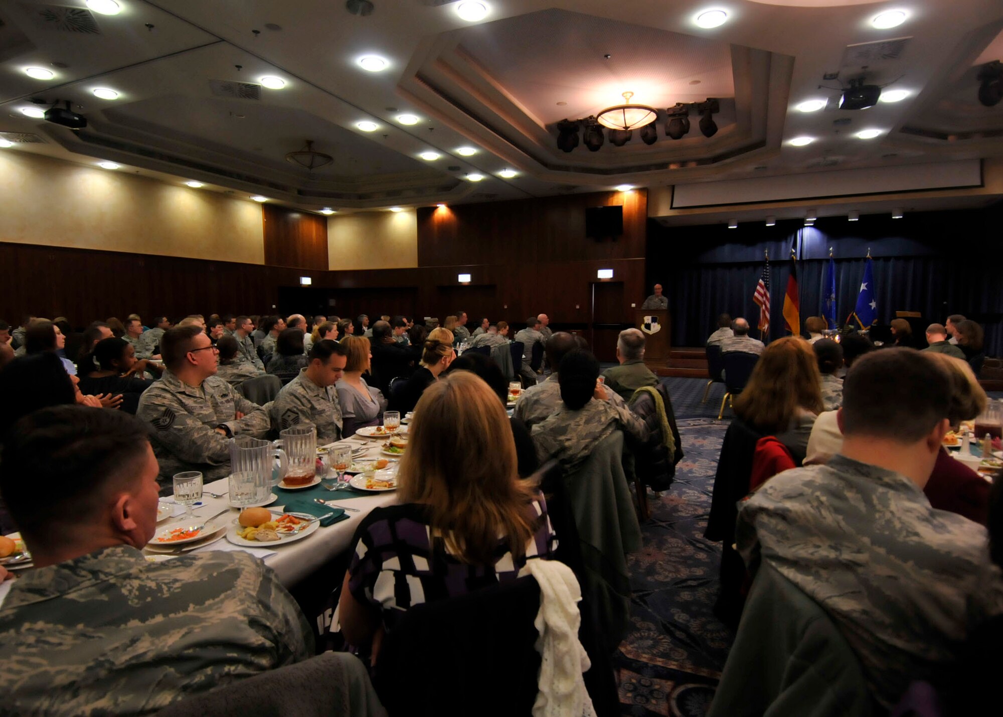 SPANGDAHLEM AIR BASE, Germany—Chaplain (Maj. Gen.) Cecil Richardson, Air Force chief of chaplains, speaks during the National Prayer Luncheon here Feb. 10 at Club Eifel. The National Prayer Luncheon is held annually to gather people together and focus on the importance of spiritual values in our pursuit of the nation’s welfare and defense of its way of life. (U.S. Air Force photo/ Airman 1Sst Class Brittney Frees)