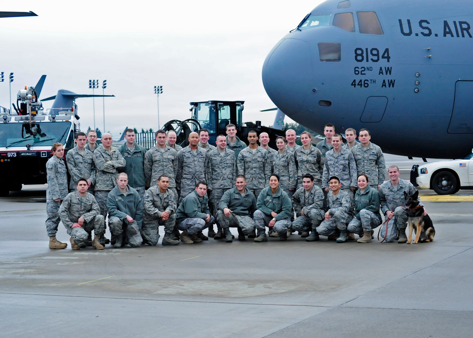 Airmen from Class 11-B at Airman Leadership School pose for a class photo at McChord Field, Joint Base Lewis-McChord, Wash. The class graduated Feb. 10, allowing them to become Non Commissioned Officers and leaders in their various career fields. (U.S. Air Force courtesy photo) 
