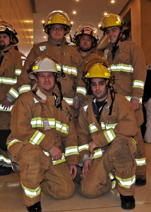 Niagara Falls Air Reserve Station Firefighters take part in the "Fight for Air Climb in Buffalo" hosted by the New York State Chapter of the American Lung Association, Saturday February 12, 2011, HSBC Center, Buffalo, NY. The NY chapter of the American Lung Association uses events like this to increase awareness of lung disease in NY and across the country. (U.S. Air Force photo by Staff Sgt. Joseph McKee)