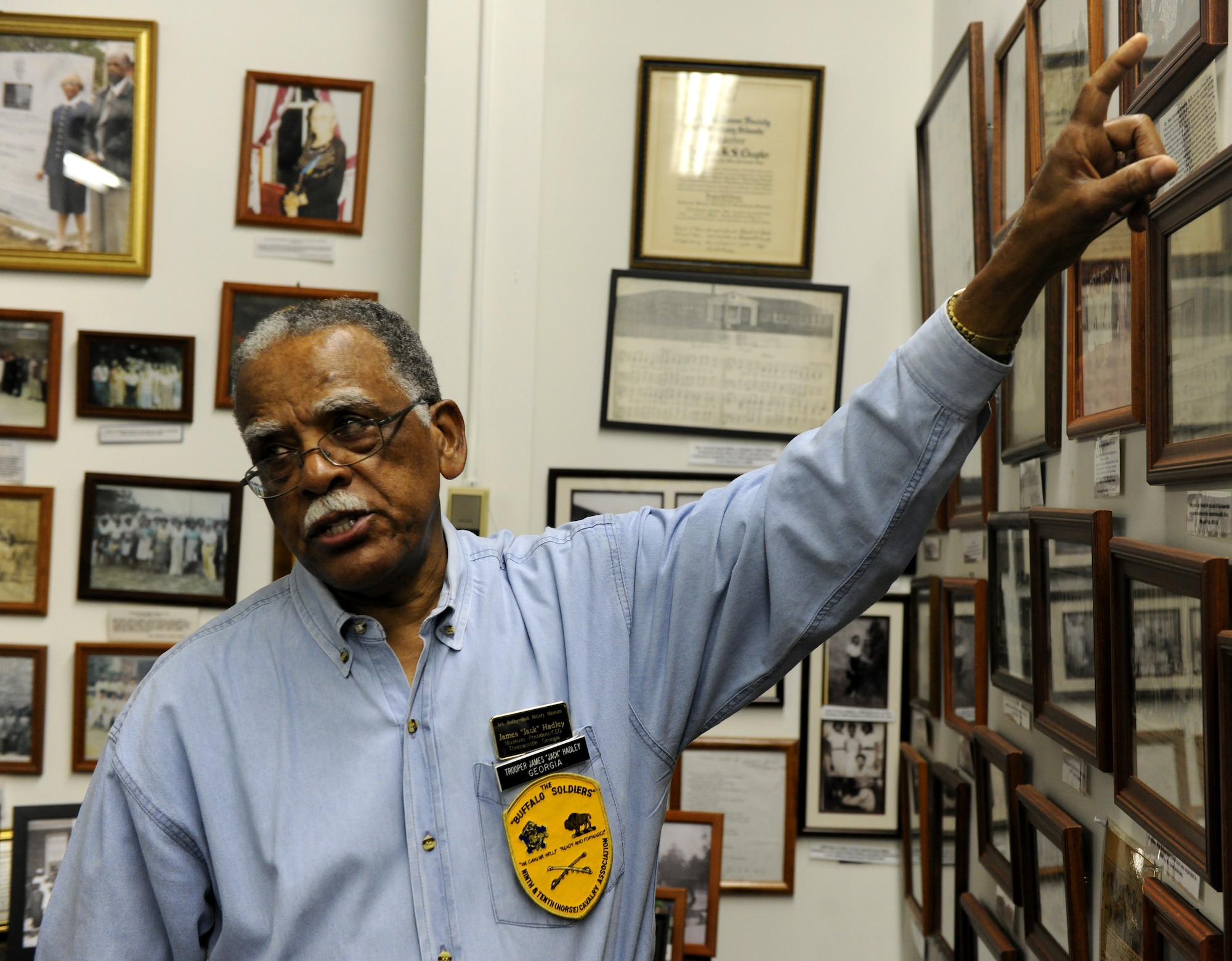 THOMASVILLE, Ga.-- Retired Chief Master Sgt. James “Jack” Hadley  gives a tour of the Jack Hadley Black History Museum during Black History Month Feb. 12. Chief Hadley retired from the Air Force in 1984 and was enlisted for nearly 30 years. (U.S. Air Force photo/Airman 1st Class Benjamin Wiseman)(RELEASED) 
