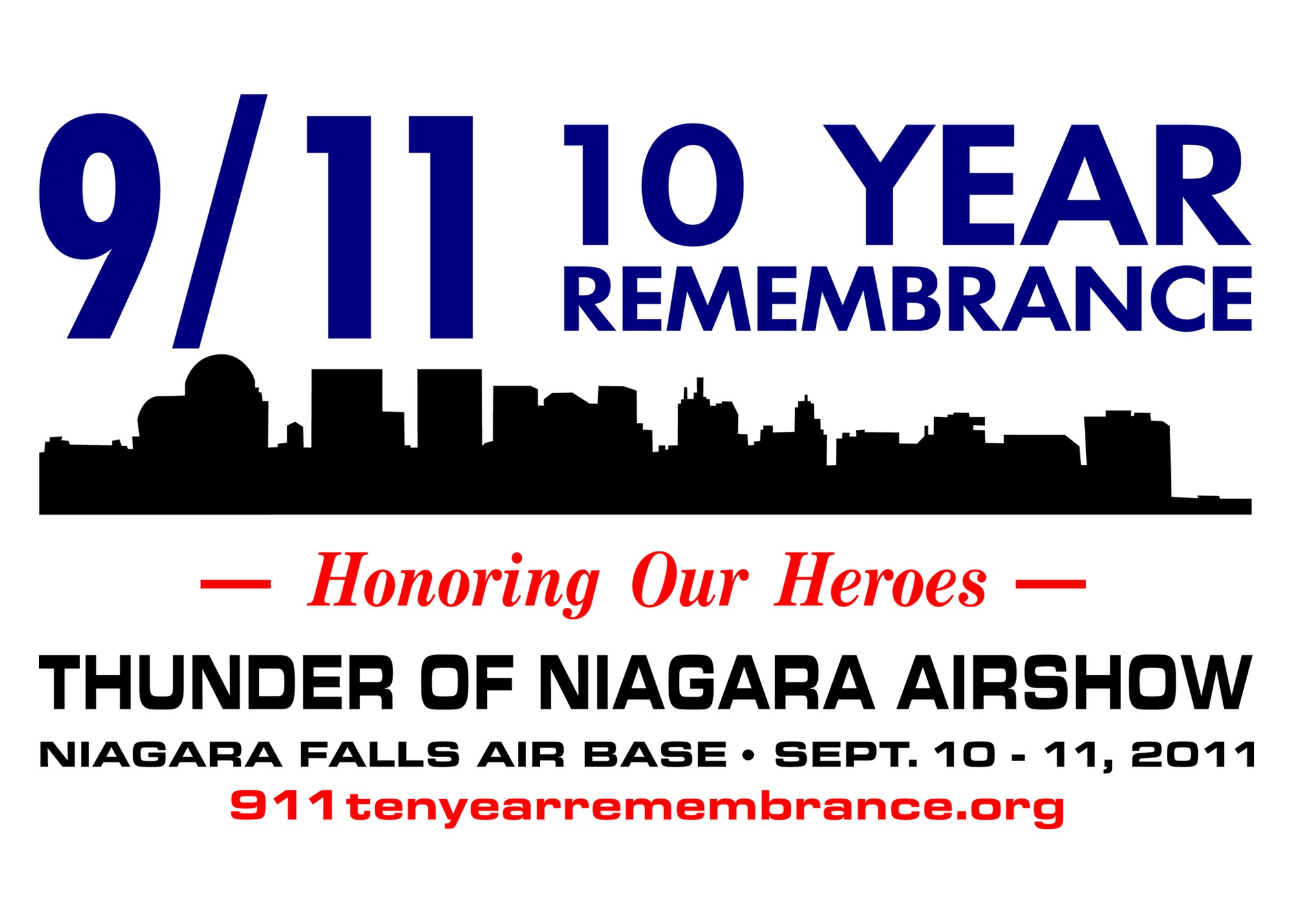 The Thunder of Niagara airshow's official logo is a silhouette of the New York City skyline that once included the Twin Towers. The logo was conceptualized by the Niagara Military Affairs Council, comprised of members in the local community as well as members of Niagara Air Reserve Station, to honor the theme of this airshow. (Courtesy graphic)