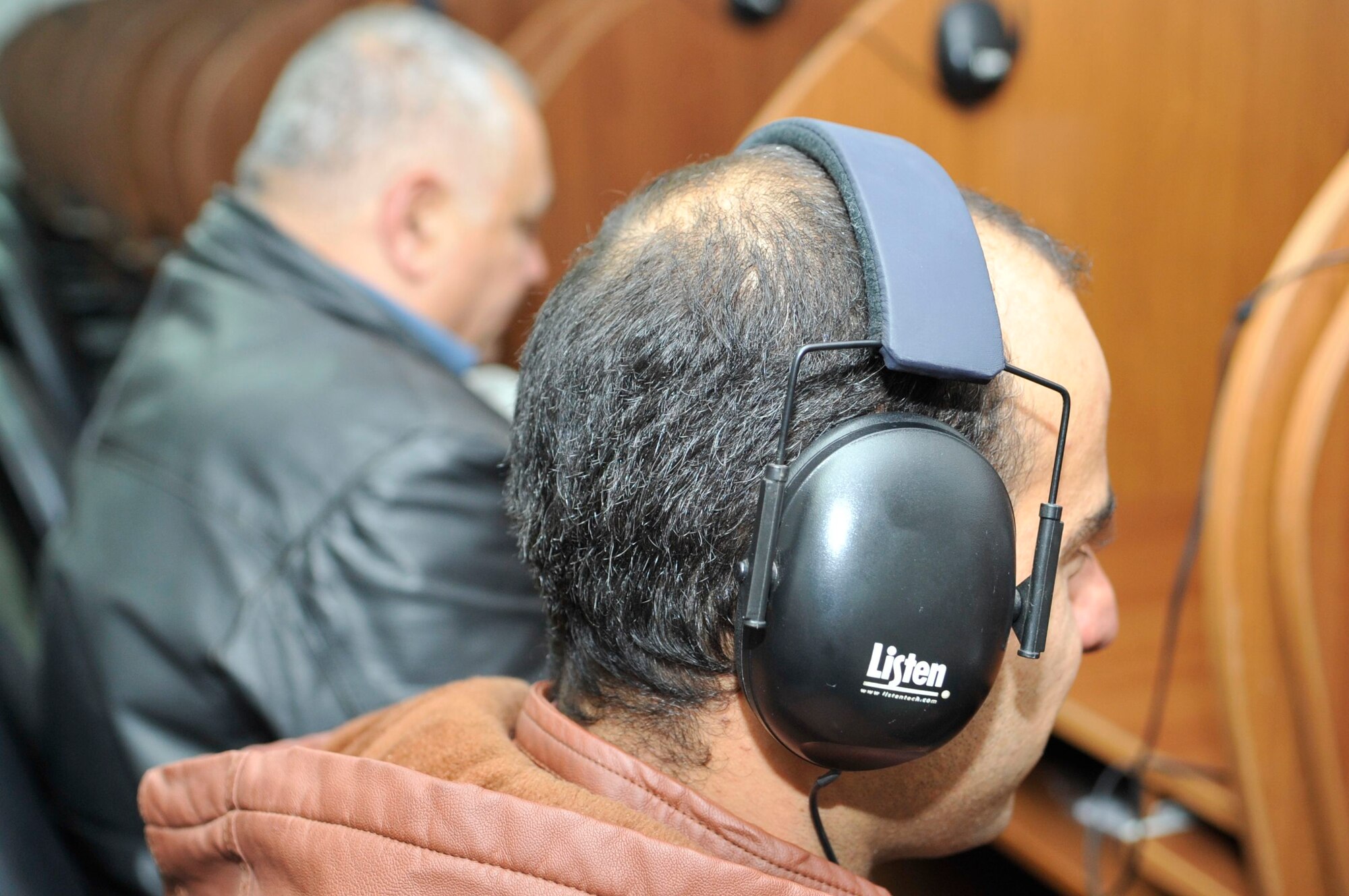 BAGHDAD, Iraq – Two Iraqi Air Force officers take the American Language Course Placement Test at Forward Operating Base Union III, International Zone, here Feb. 6. (U.S. Air Force photo by Senior Master Sgt. Larry Schneck/Released)