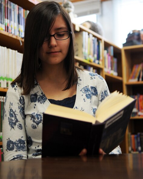 MINOT AIR FORCE BASE, N.D. -- Trinity Chapa, a sixth grade student at North Plain’s Elementary School here and daughter of Capt. Mark Chapa, 5th Aircraft Maintenance Squadron maintenance operation officer, ranked third in the 2011 Ward County Spelling Bee held at Minot State University Feb. 2. Her commitment to reading ultimately lead to her success at the spelling bee contest because she was constantly exposed to new words. (U.S. Air Force photo/Airman 1st Class Jose L. Hernandez)