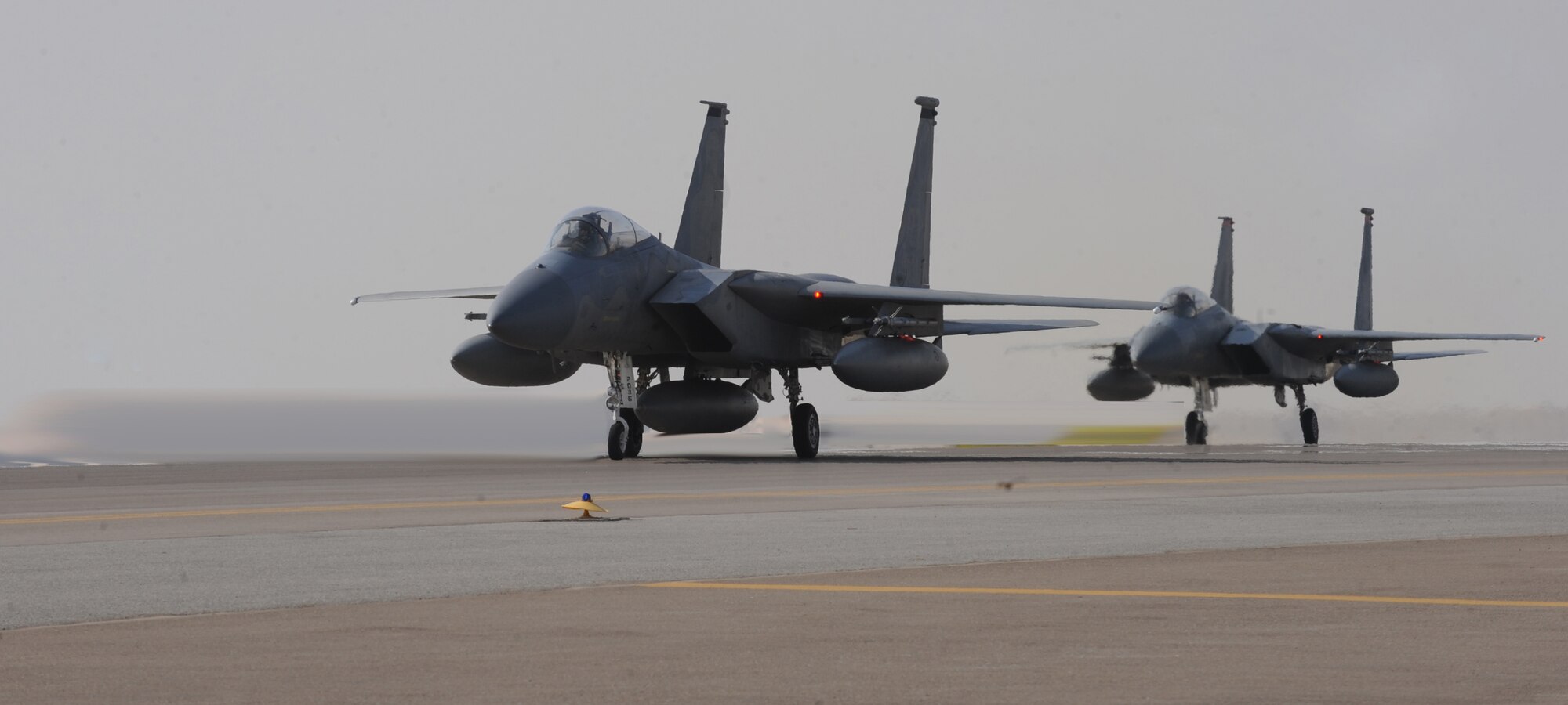 Pilots with the 67th Expeditionary Fighter Squadron arrived in Southwest Asia recently. The 67th EFS currently flies the F-15C Eagle and is deployed from Kadena AFB, Japan. (U.S. Air Force photo by Senior Airman Maynelinne De La Cruz)