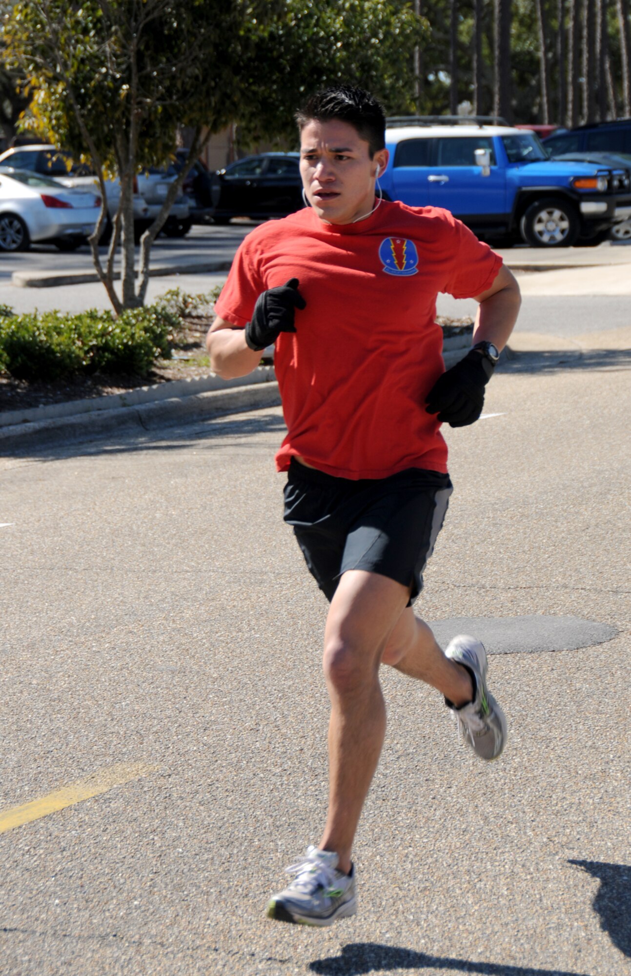 Emmanuel Balderas, 81st Aerospace Medicine Squadron, was the first place male runner at 20 minutes, 53 seconds.  (U.S. Air Force photo by Kemberly Groue)