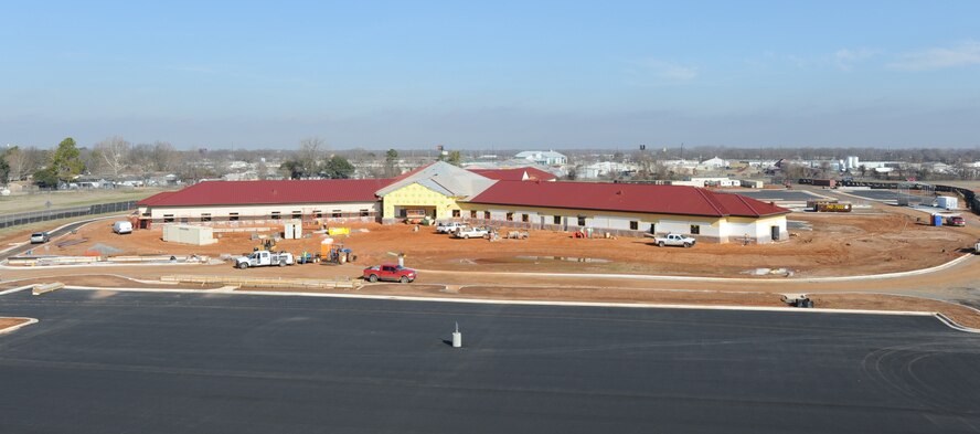 The aerial photo shows the construction of the new 46,645 square-foot Security Forces Complex at Barksdale Air Force Base, La., Feb. 14. The $14.6 million complex has a completion date of April 15 and will ensure the capability of a command and control center in one central location. The project, generated in 1998, finally broke ground in March 2010, and is located on Lindbergh Avenue, north of the Eighth Air Force Museum. (U.S. Air Force photo/Senior Airman Alexandra M. Boutte) (RELEASED)