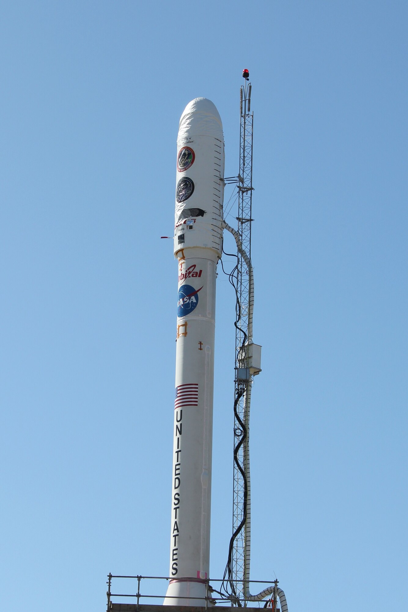 The Taurus XL rocket stands on pad 576-E during preparations for a Feb. 23 launch. The rocket will carry the spacecraft Glory into polar orbit for NASA.
