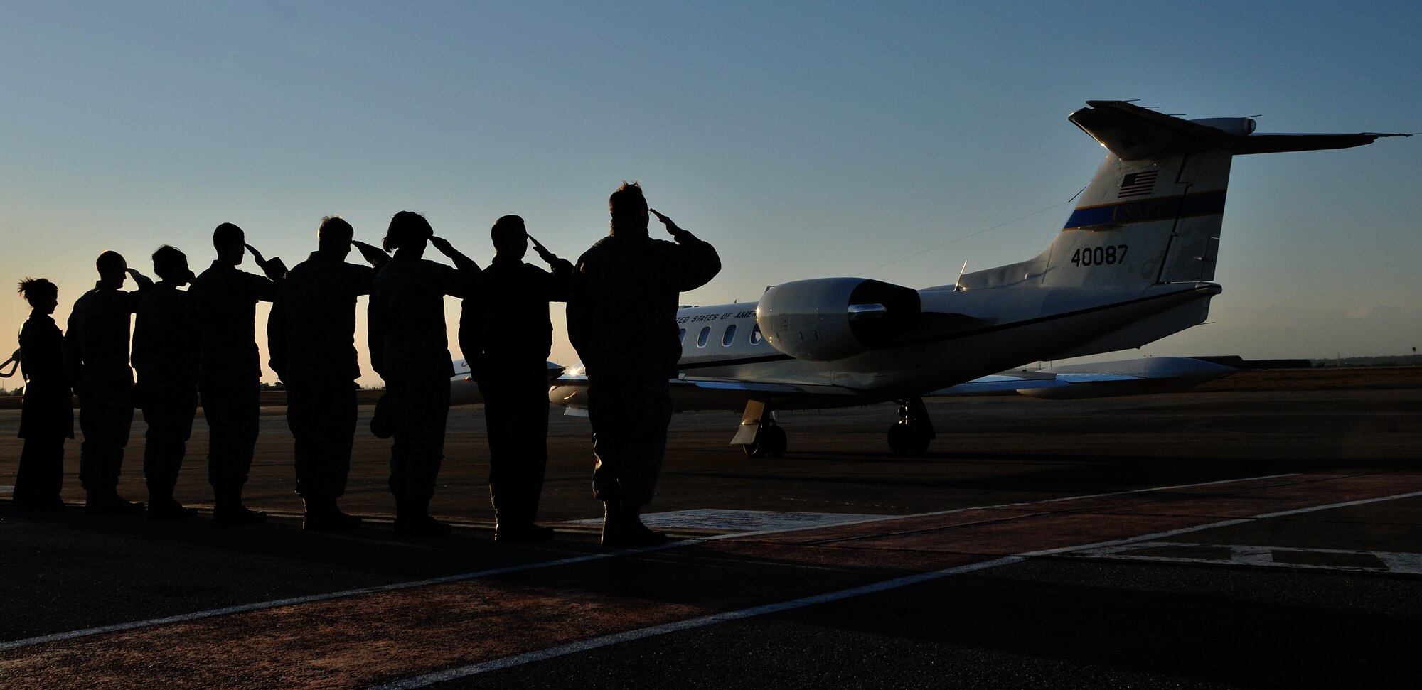 Members of 39th Air Base Wing leadership salute as Maj. Gen. Jack B. Egginton and Brig. Gen. John B. Cooper depart the base Feb. 11, 2011, at Incirlik Air Base, Turkey. General Egginton is the director of Air and Space Operations at Headquarters U.S. Air Forces in Europe, and General Cooper is the director of Logistics, Installations and Mission Support at HQ USAFE. The generals visited the base to tour the facilities and talk with Airmen about upcoming changes and how they will be affected, including their role in the new Expeditionary Combat Support System. The ECSS enhances warfighter support by transforming the way the Air Force performs its logistics business. (U.S. Air Force photo by Staff Sgt. Alex Montes/RELEASED)