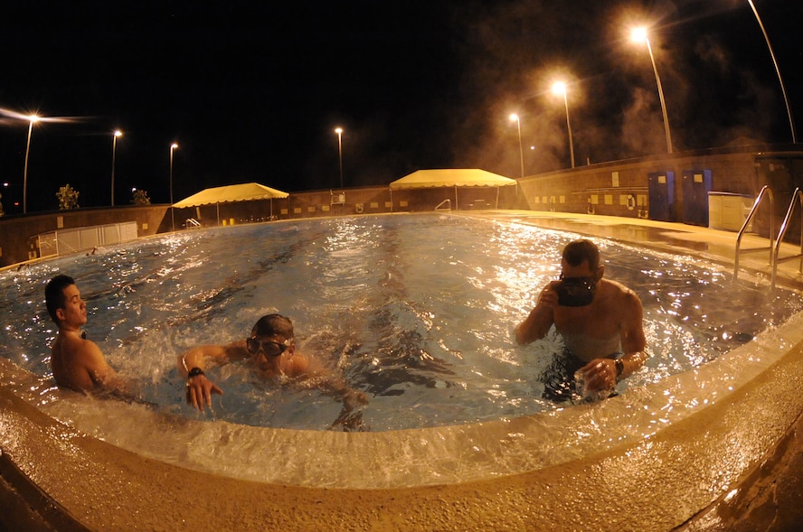 Candidates cross- training into the Combat Control career field swim laps during the Special Tactics Standard Evaluation at Hurlburt Field, Fla., Feb. 8, 2011. Combat controllers are committed to undertaking the most dangerous missions behind enemy lines by leading the way for other forces to follow. (U.S. Air Force photo by Airman 1st Class Caitlin O?Neil-McKeown/RELEASED)