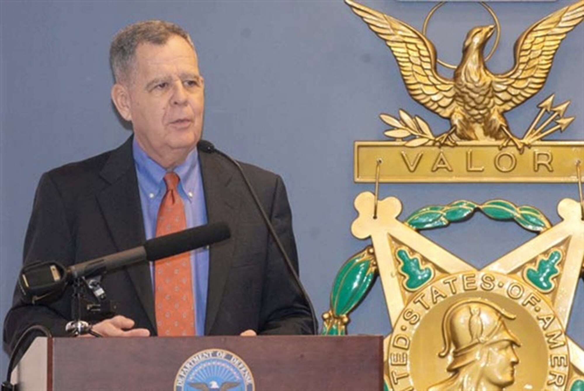 Dennis M. McCarthy, the assistant secretary of defense for reserve affairs, recognizes the Reserve and Guard winners of the 2011 Department of Defense Reserve Family Readiness Award Feb. 18, 2011, during a ceremony in the Pentagon. (Department of Defense photo)