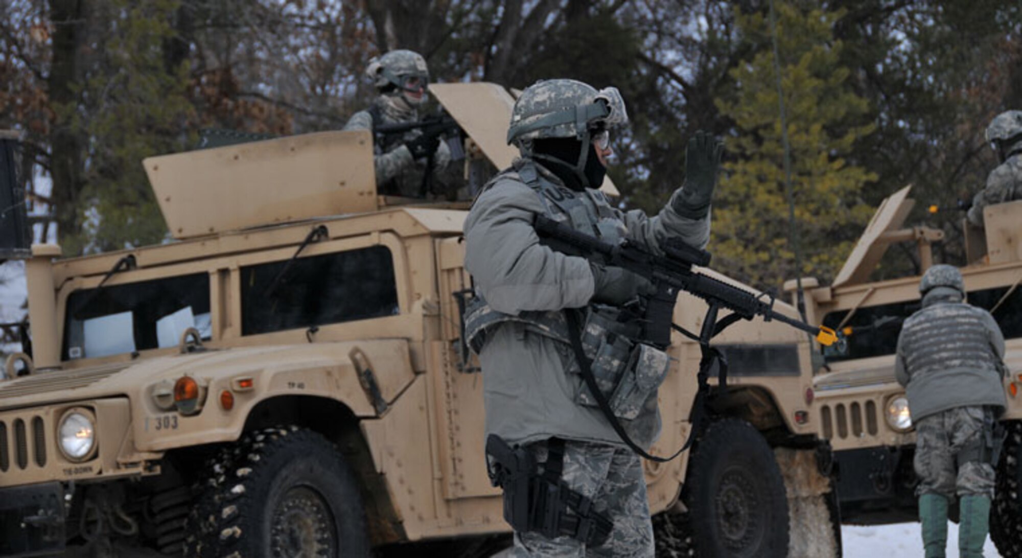 934th Civil Engineers train at Fort McCoy Wis. for their deployment to Southwest Asia in late February. (Air Force Photo/Staff Sgt. Kim Hickey)