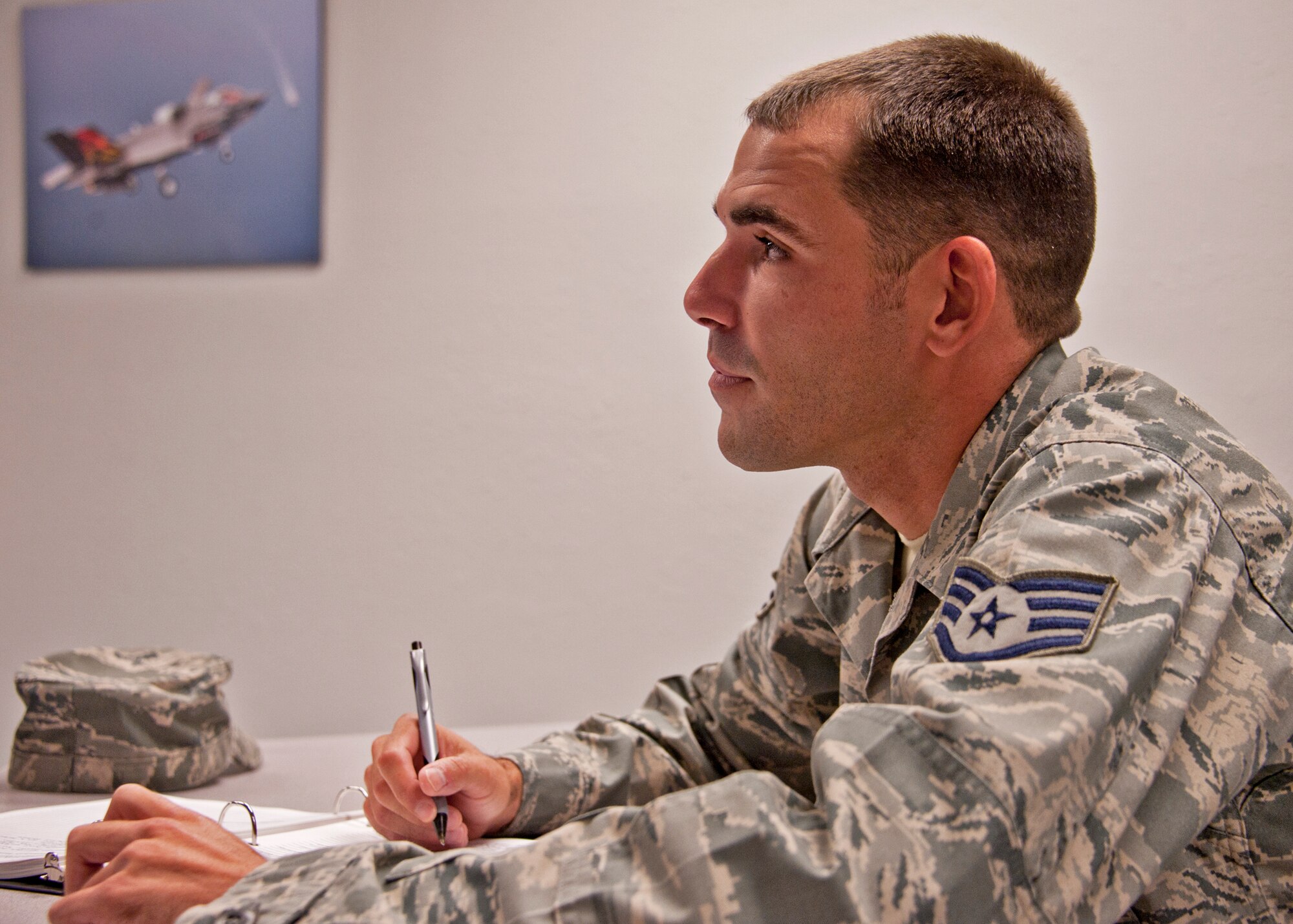 A 33rd Fighter Wing Airman attends one of the cadre-training classes for the F-35.  Many of the maintainers have already attended F-35 propulsion and Autonomic Logistics Information System familiarization courses.  (U.S. Air Force photo/Samuel King Jr.)