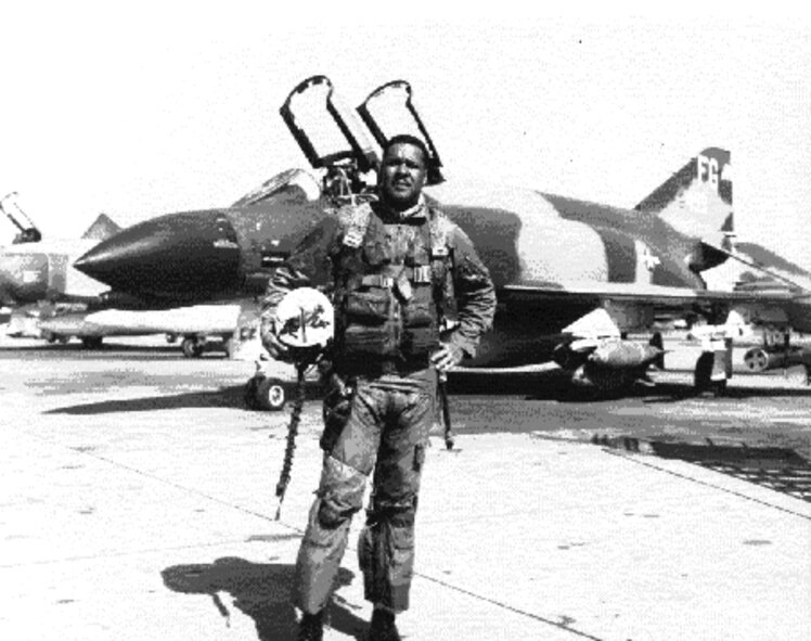 Daniel "Chappie" James Jr. in front of his F-4C Phantom in Thailand during the Vietnam War. (Courtesy photo)