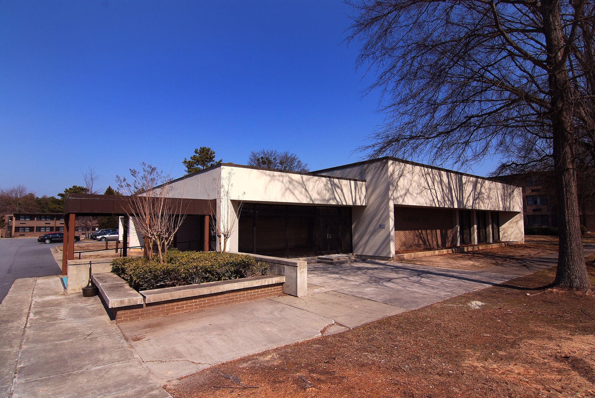 Building 813, formerly a Dobbins ARB dining facility, has been refurbished for use as a presentation and meeting place where large groups of people can gather and accomplish the business at hand.  The main room has been lit with fluorescent tubes and energy saving compact fluorescent bulbs to provide an inviting location for groups to meet.   (U.S. Air Force photo/ Brad Fallin)