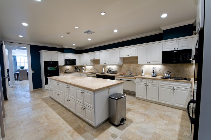 The kitchen in the Fisher House for Families of the Fallen.  (U.S. Air Force photo/Roland Balik)