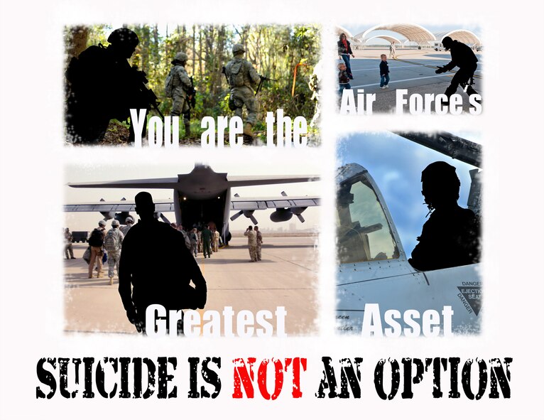 MOODY AIR FORCE BASE, Ga. -- Every Airman is valuable to the Air Force mission and community. Fight suicide by seeking help for yourself and others when needed. Help is available through Military One Source by calling 800-342-9647 (www.militaryonesource.com), military and family life consultants and chaplains. (U.S. Air Force illustration/Staff Sgt. Jamal D. Sutter)(RELEASED)